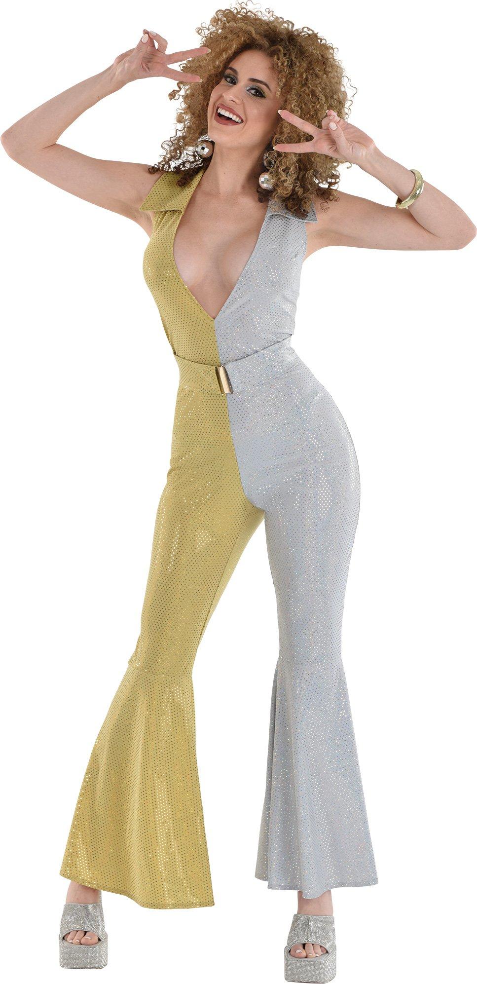 Metallic Gold 70s Bell Bottom Pants for Adults