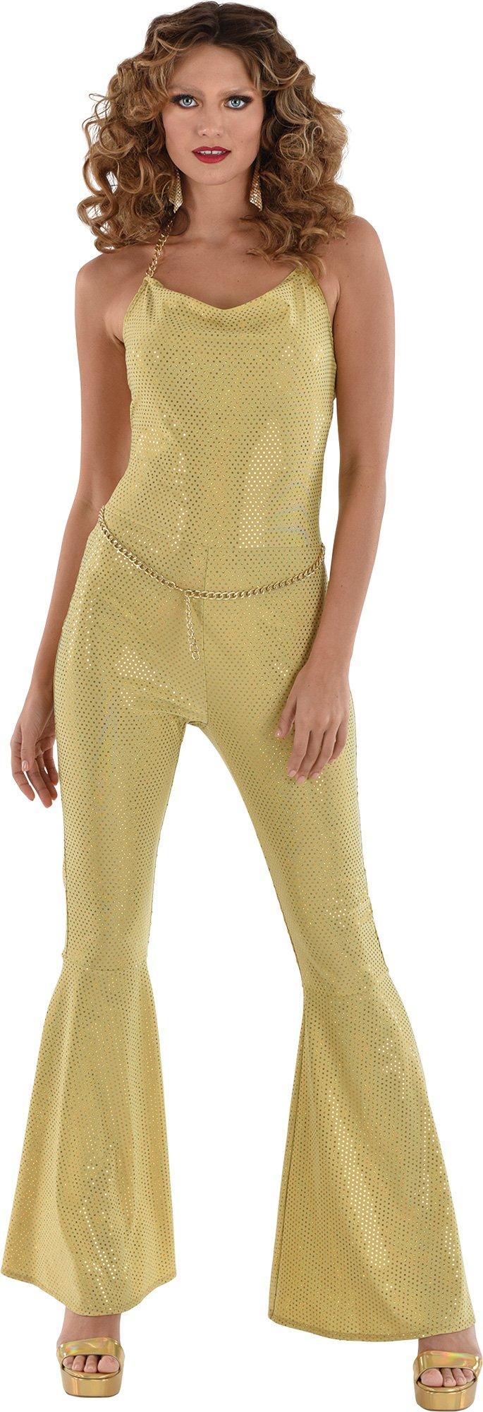 Adult Metallic Gold Disco Jumpsuit | Party City