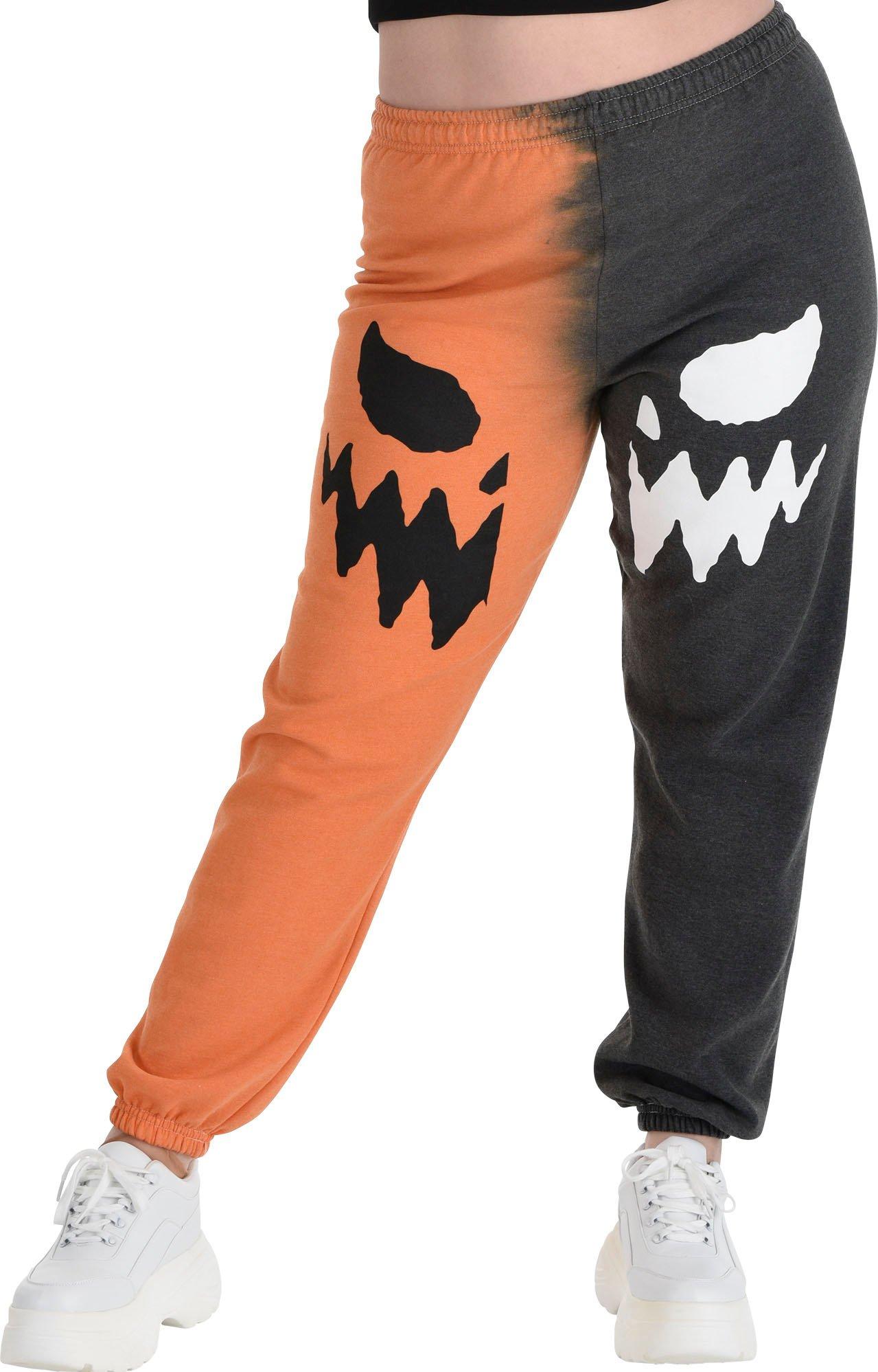 Adult Black & Orange Jack-o'-Lantern Sweatpants