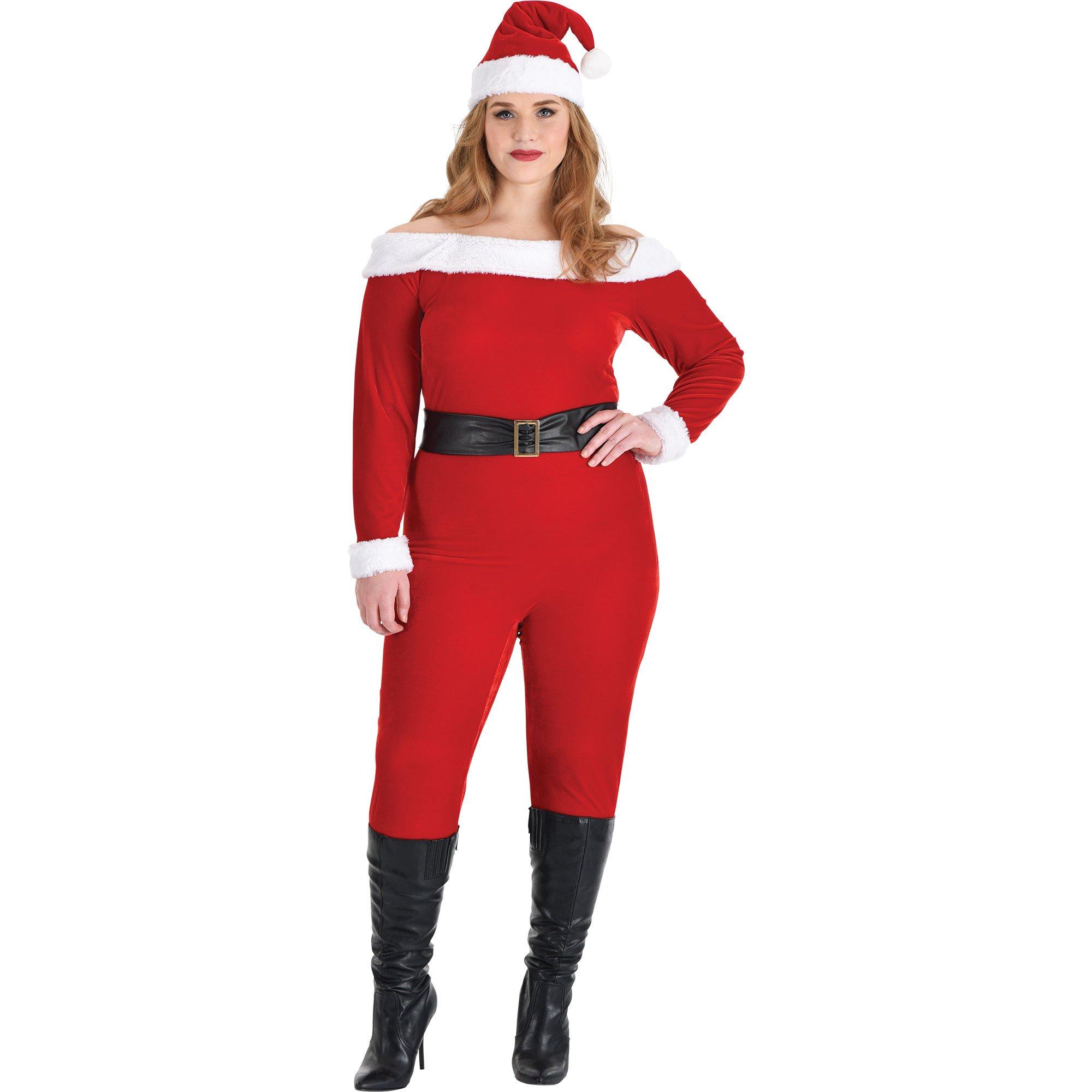 Adult Santa Babe Plus Size Catsuit Costume