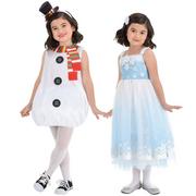 Kids' Snowman Winter Princess Transforming 2-in-1 Costume