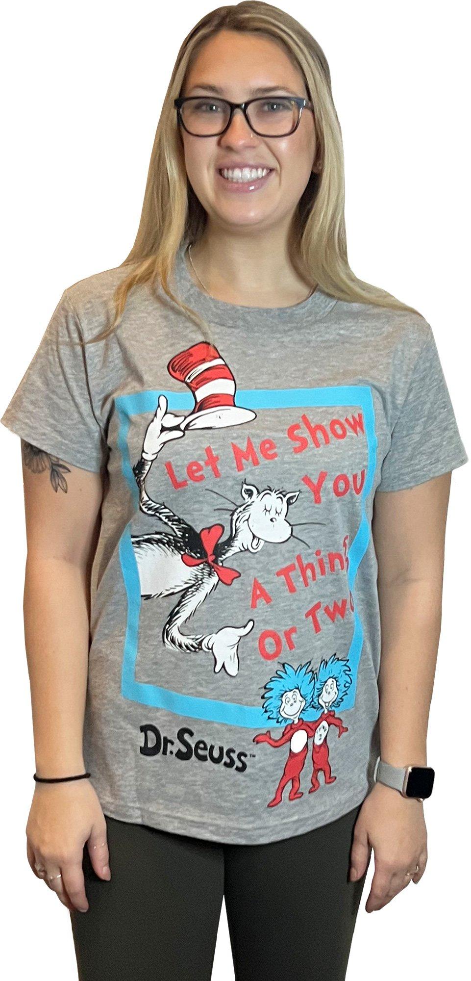 Adult Gray Cat in the Hat Show You a Thing or 2 T-Shirt - Dr. Seuss