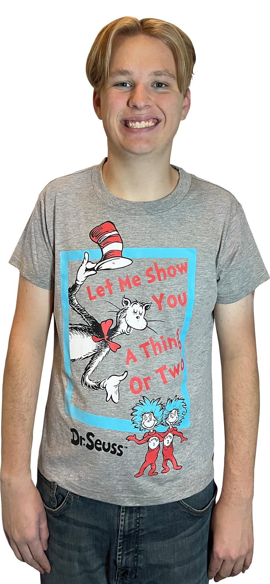 Adult Gray Cat in the Hat Show You a Thing or 2 T-Shirt
