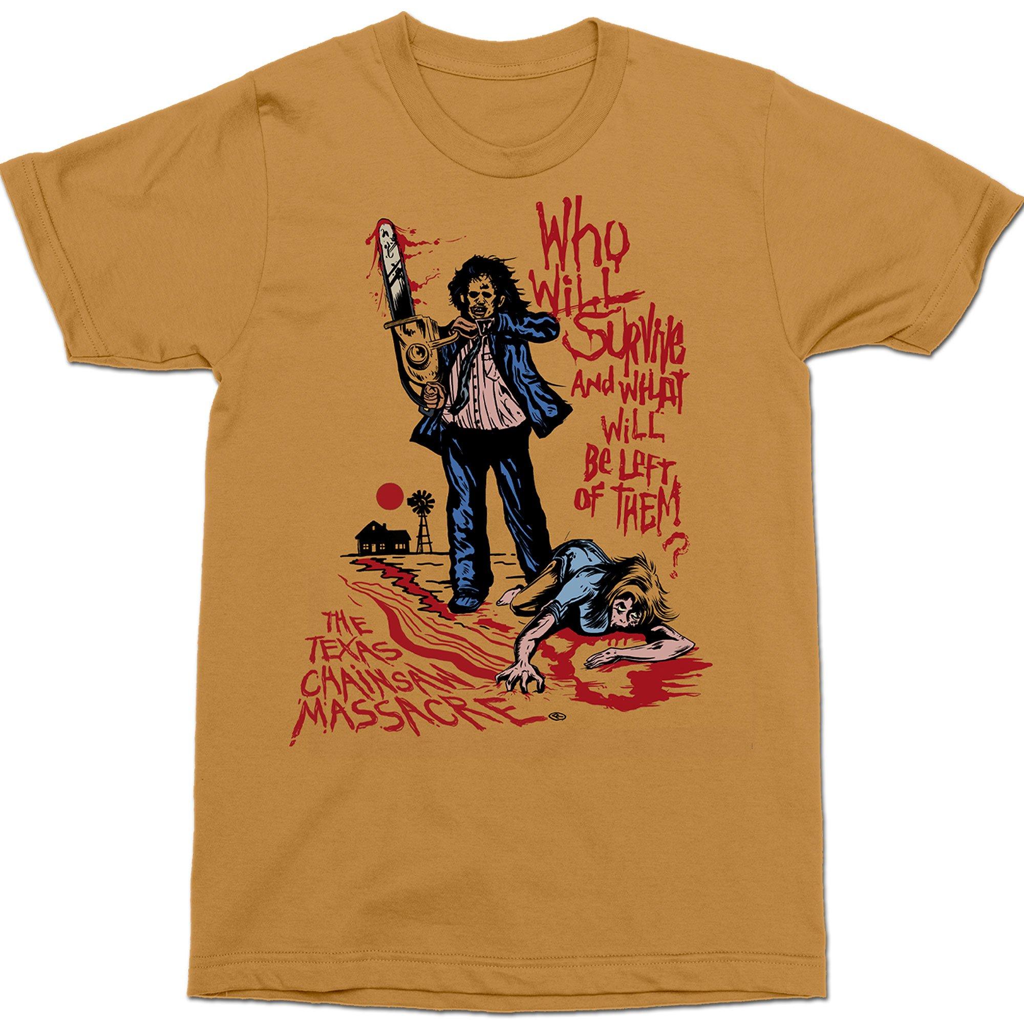 Adult Yellow Leatherface Who Will Survive Cotton T-Shirt - Texas Chainsaw Massacre