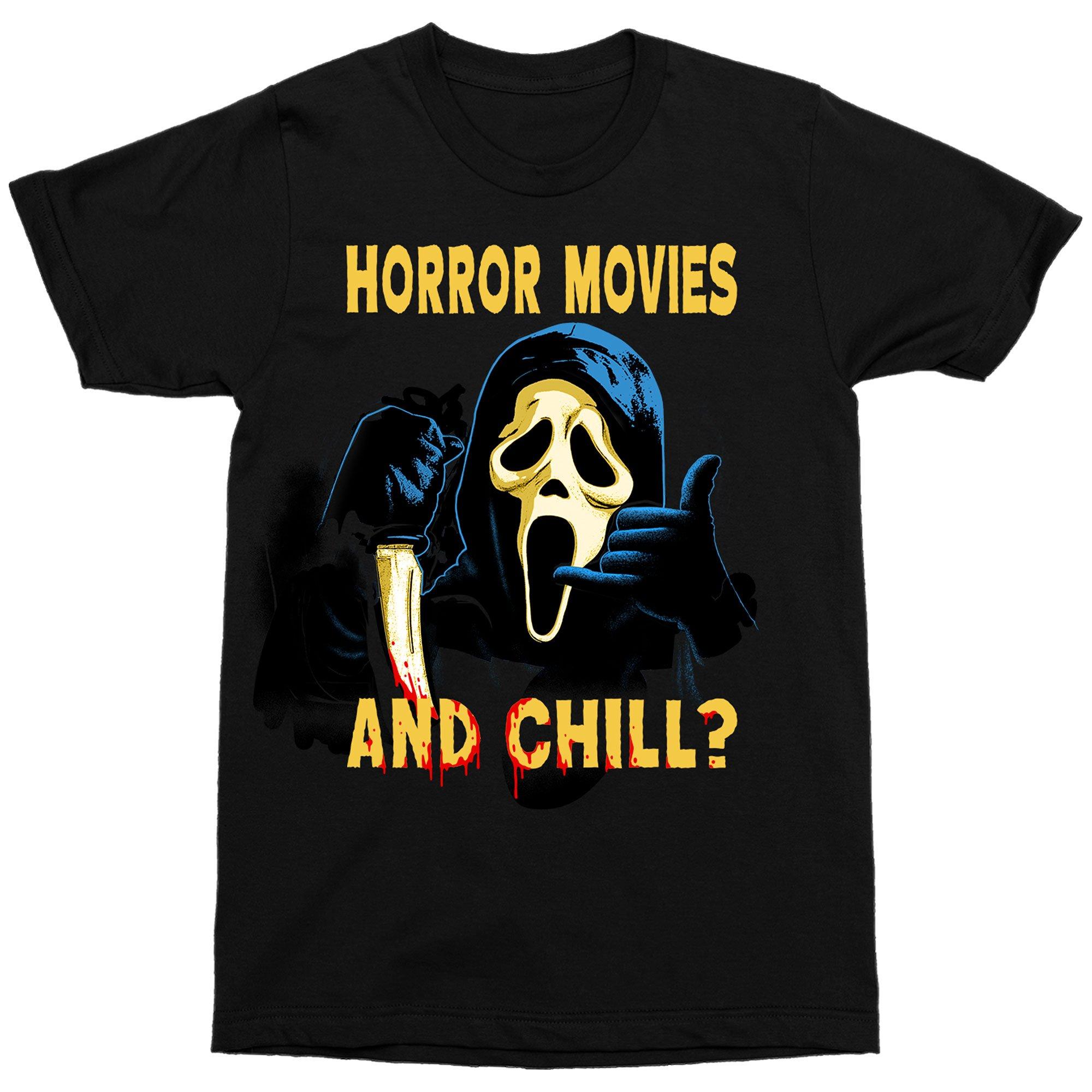 Adult Black Ghostface Horror Movies & Chill Cotton T-Shirt - Scream