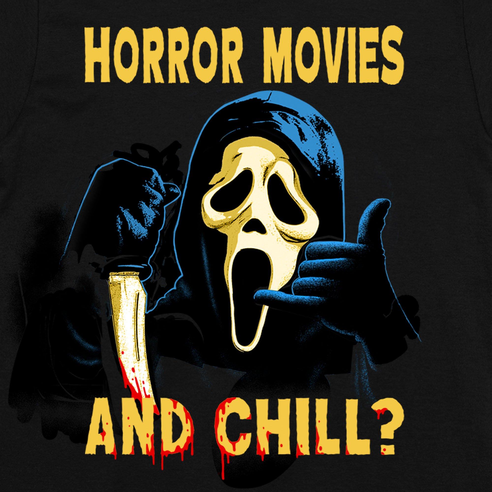 Adult Black Ghostface Horror Movies & Chill Cotton T-Shirt - Scream