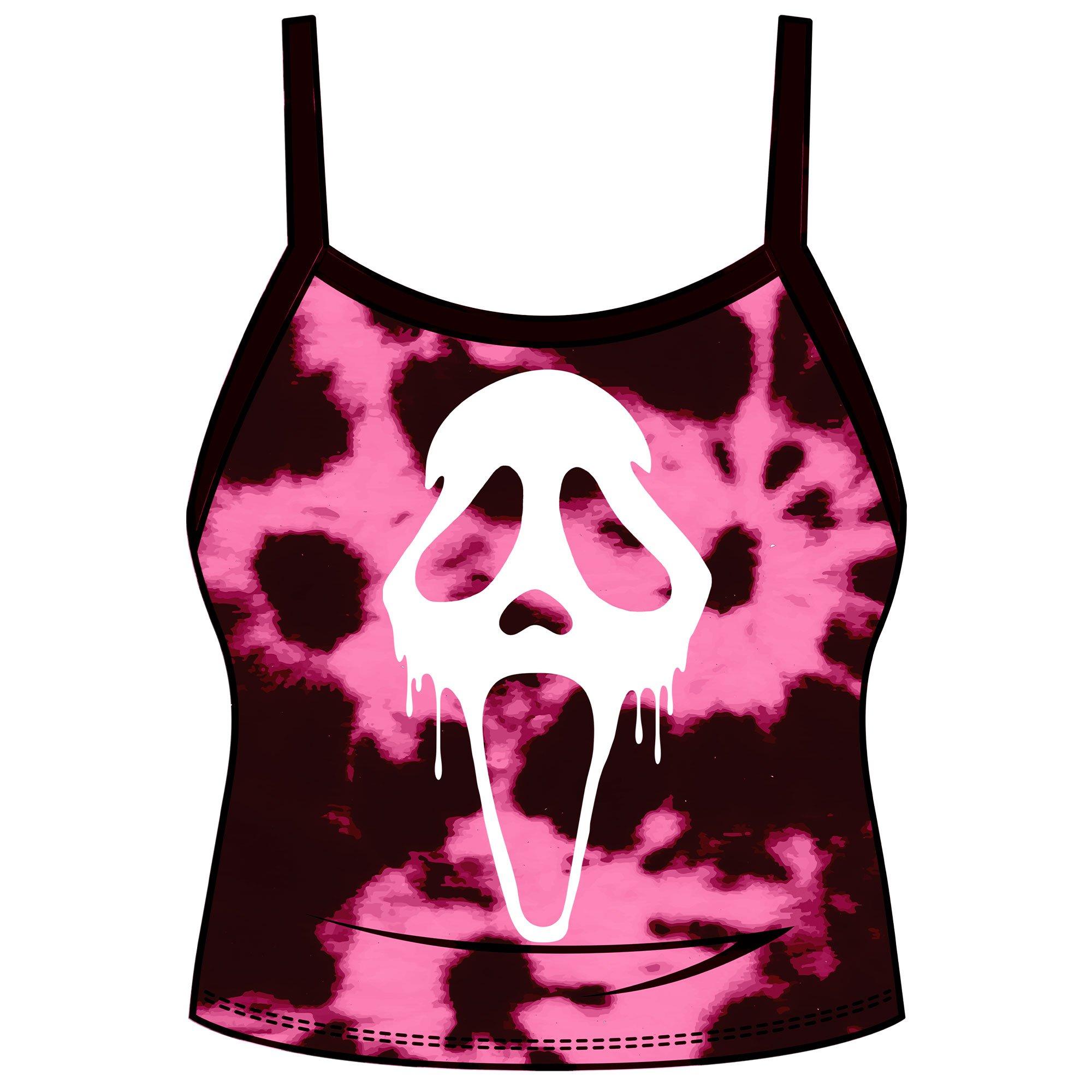 Adult Black & Pink Tie-Dye Ghostface Plus Size Tank Top - Scream