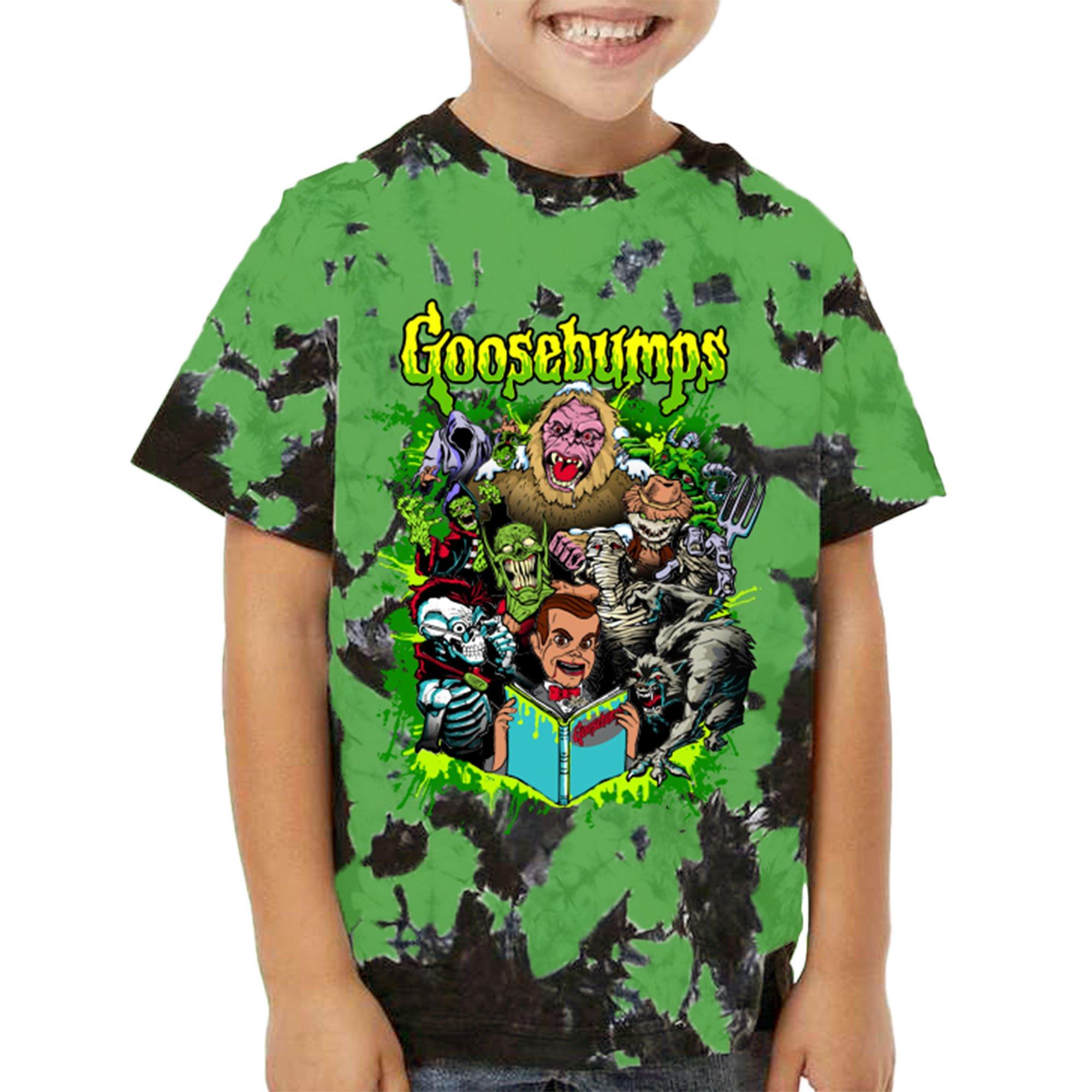 Kids' Black & Green Tie-Dye Goosebumps T-Shirt