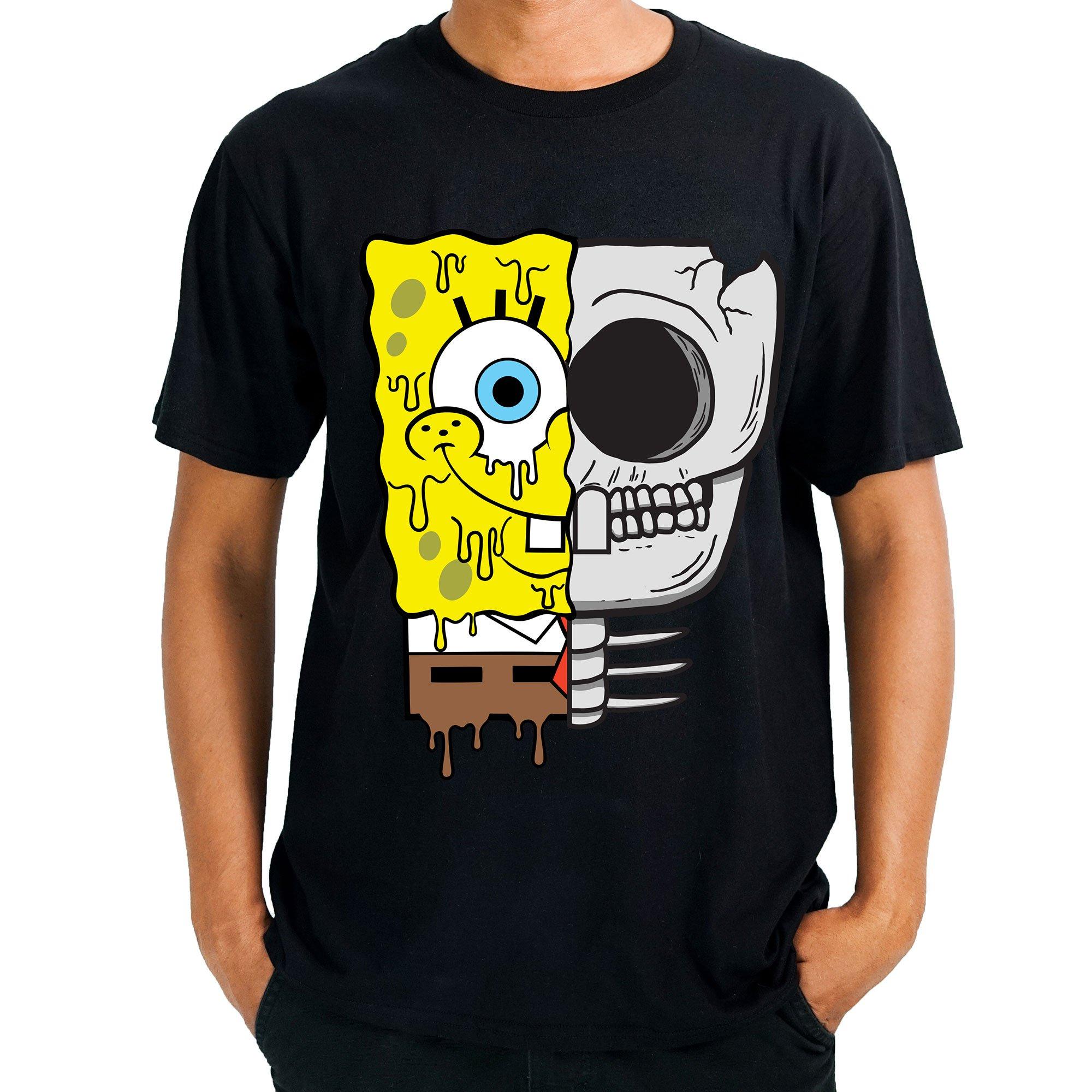 Kids' Glow-in-the-Dark SpongeBob SquarePants Half Skull T-Shirt - Nickelodeon