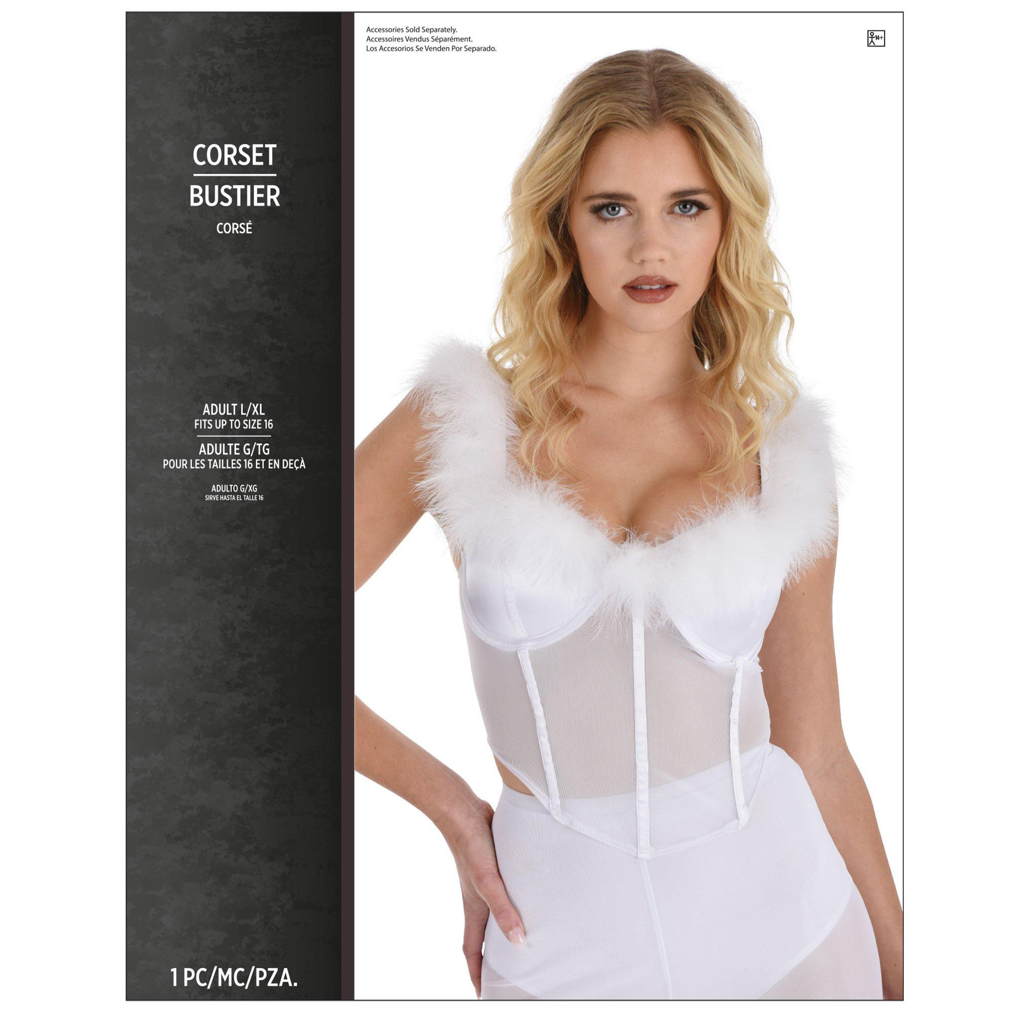 Adult Marabou Sheer White Angel Corset