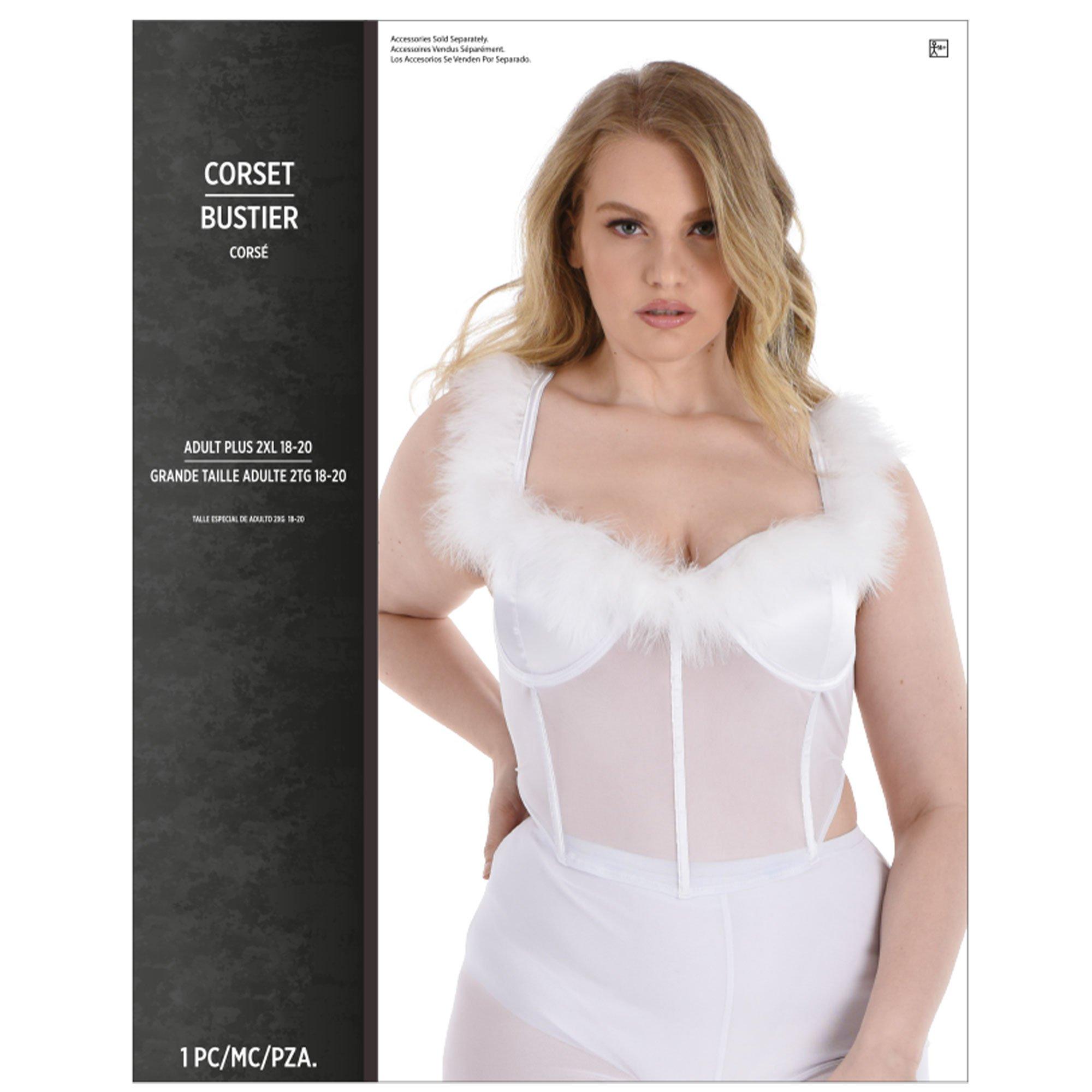 Adult Marabou Sheer White Plus Size Angel Corset