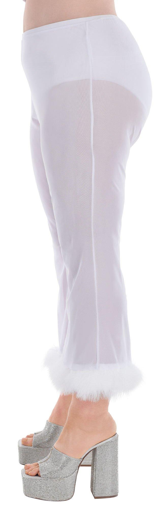 Adult Marabou Sheer White Plus Size Angel Pants