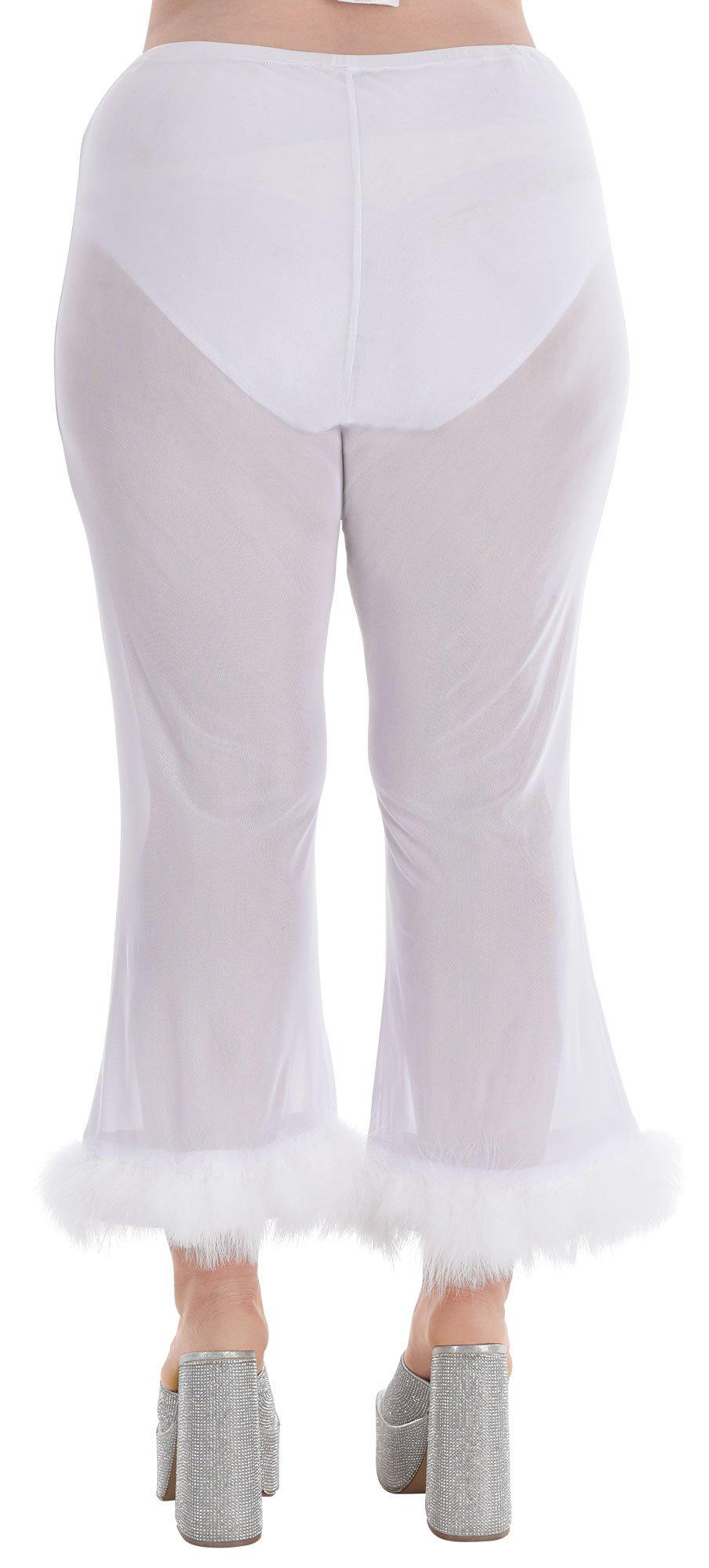 Adult Marabou Sheer White Plus Size Angel Pants