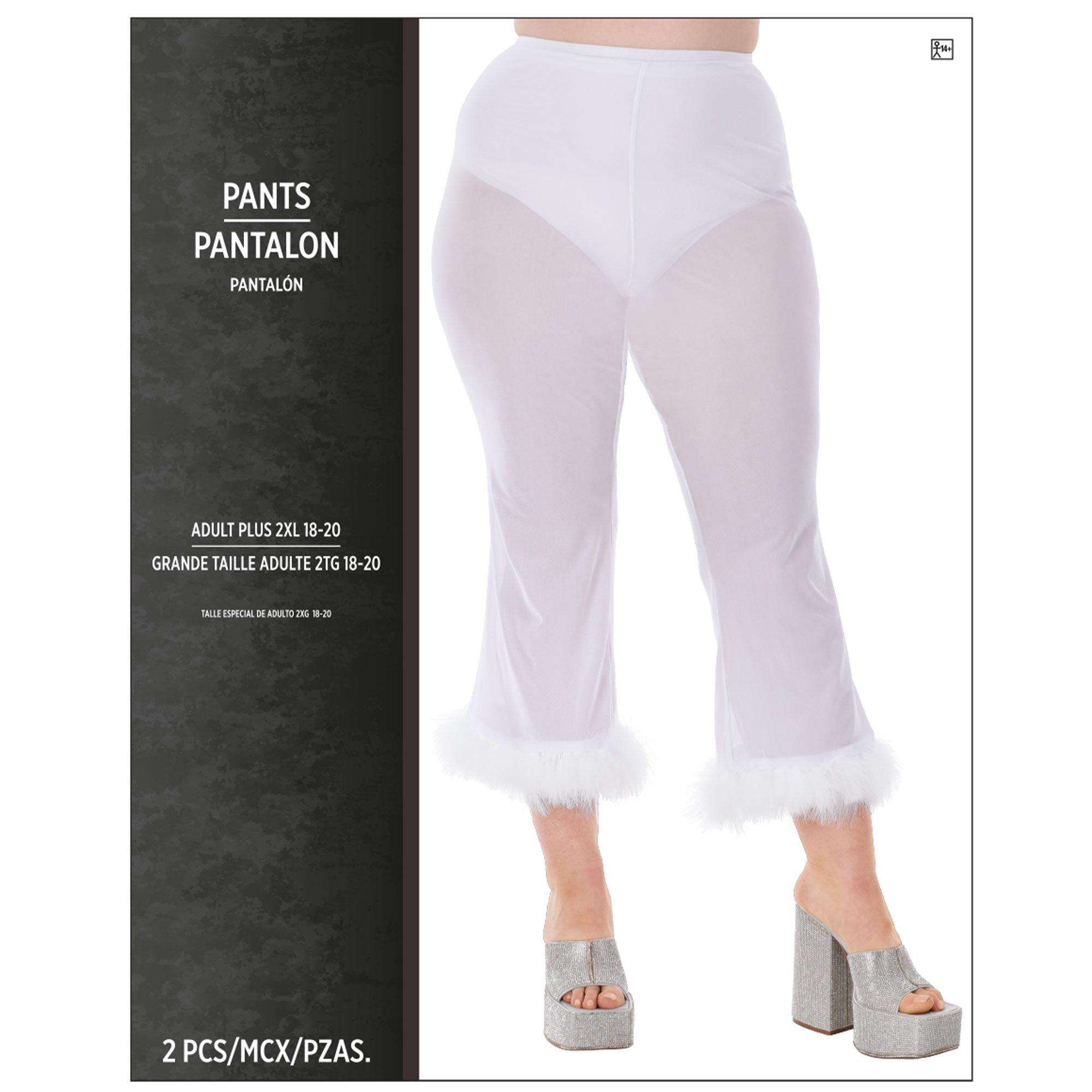 Adult Marabou Sheer White Plus Size Angel Pants