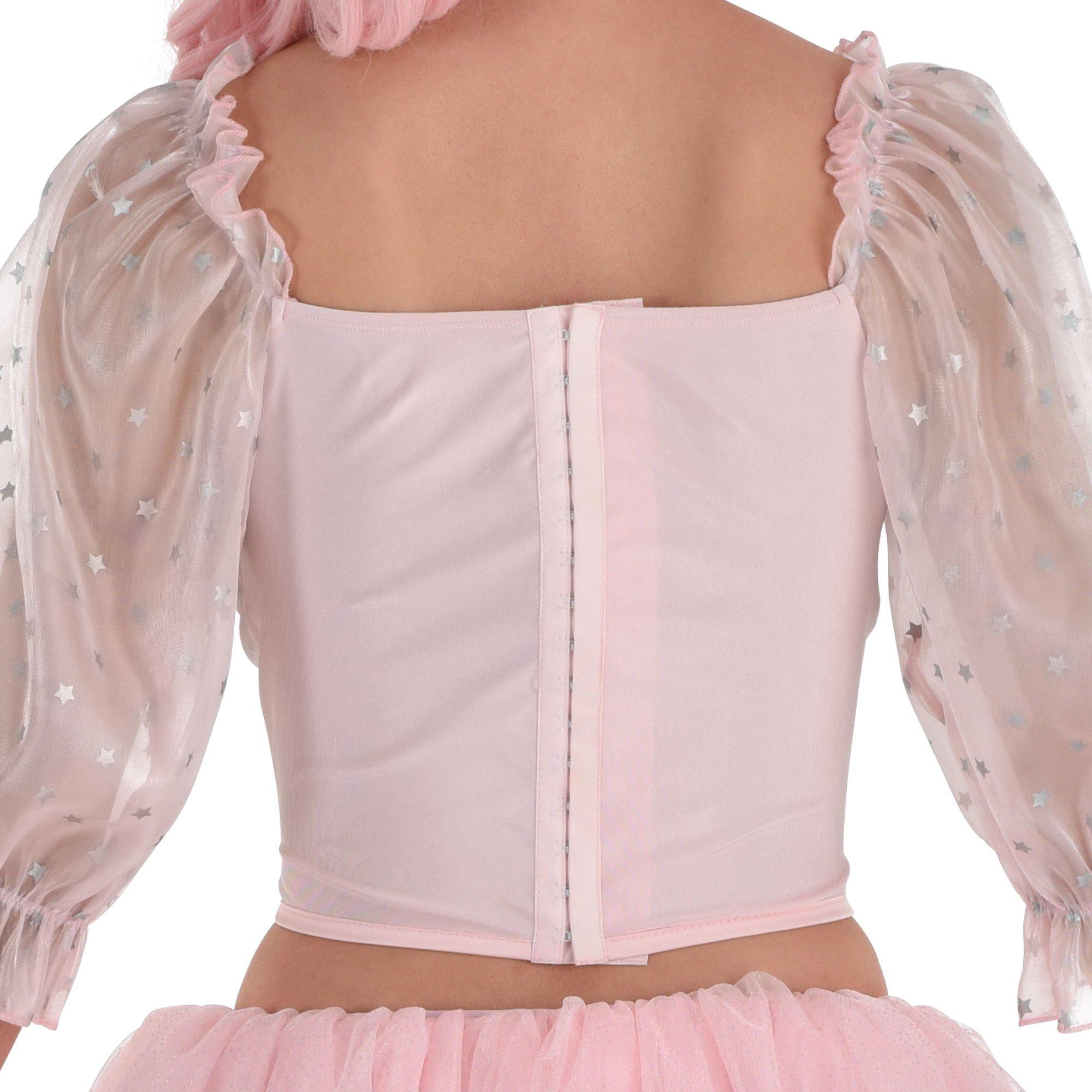 Adult Pink Corset with Puff Sleeves