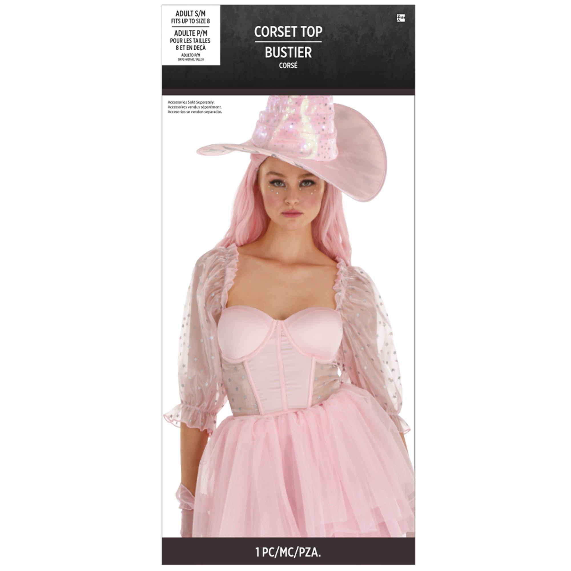 Adult Pink Corset with Puff Sleeves