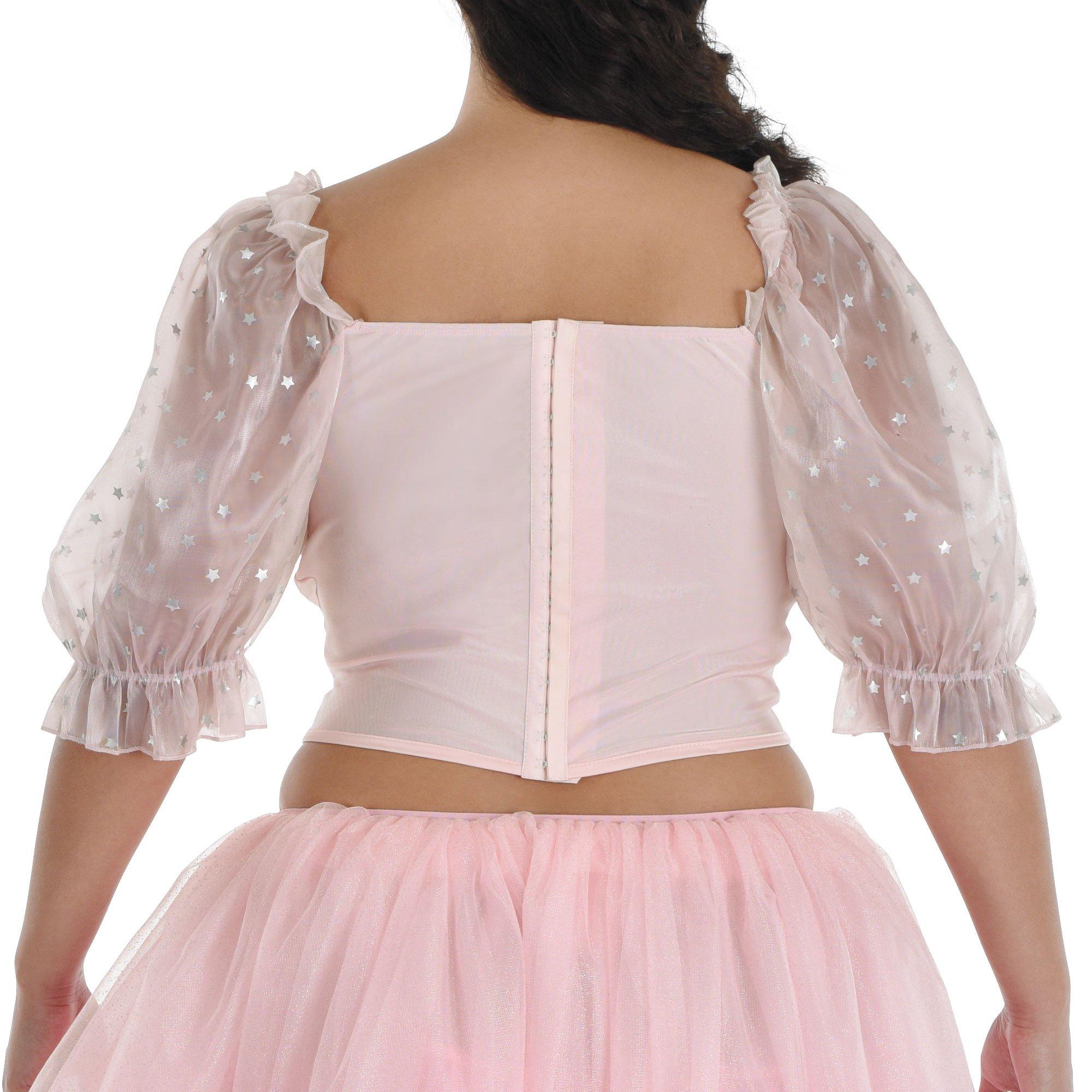 Adult Pink Plus Size Corset with Puff Sleeves