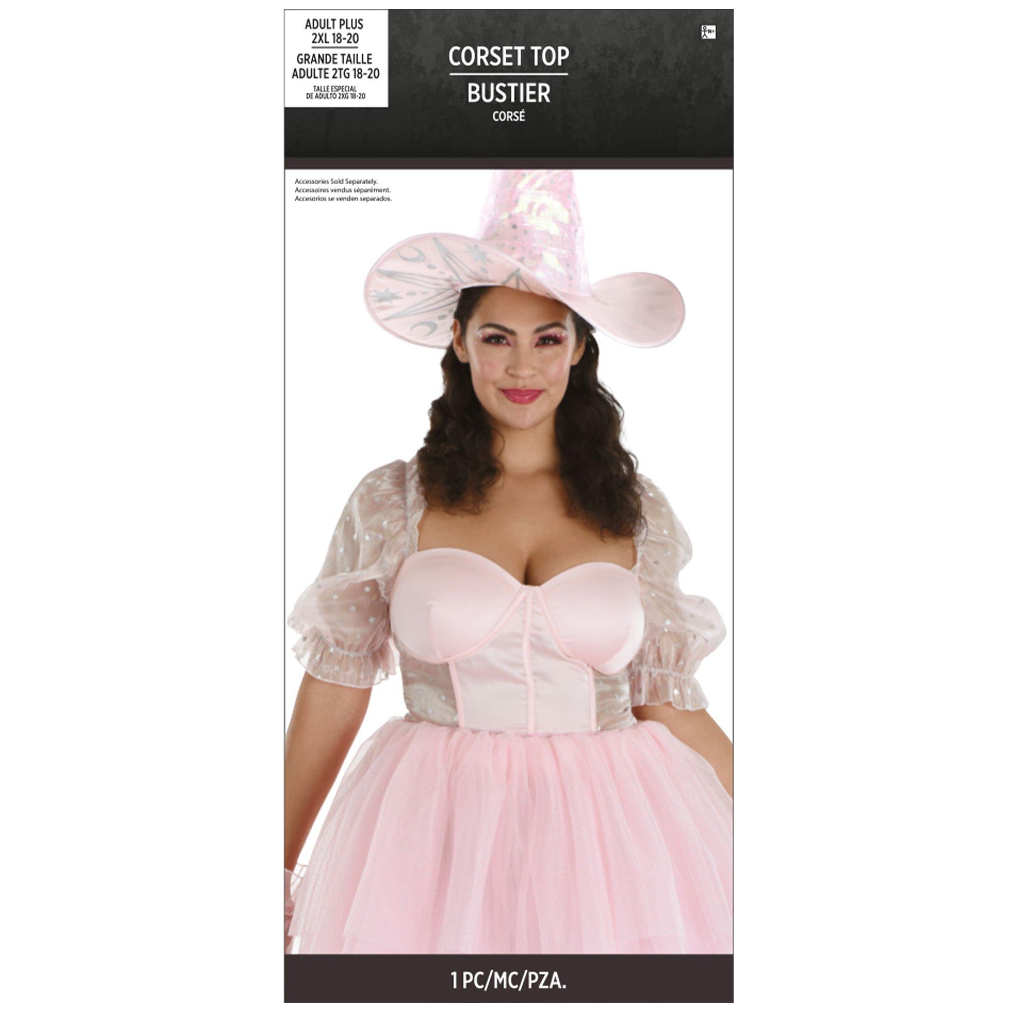 Adult Pink Plus Size Corset with Puff Sleeves