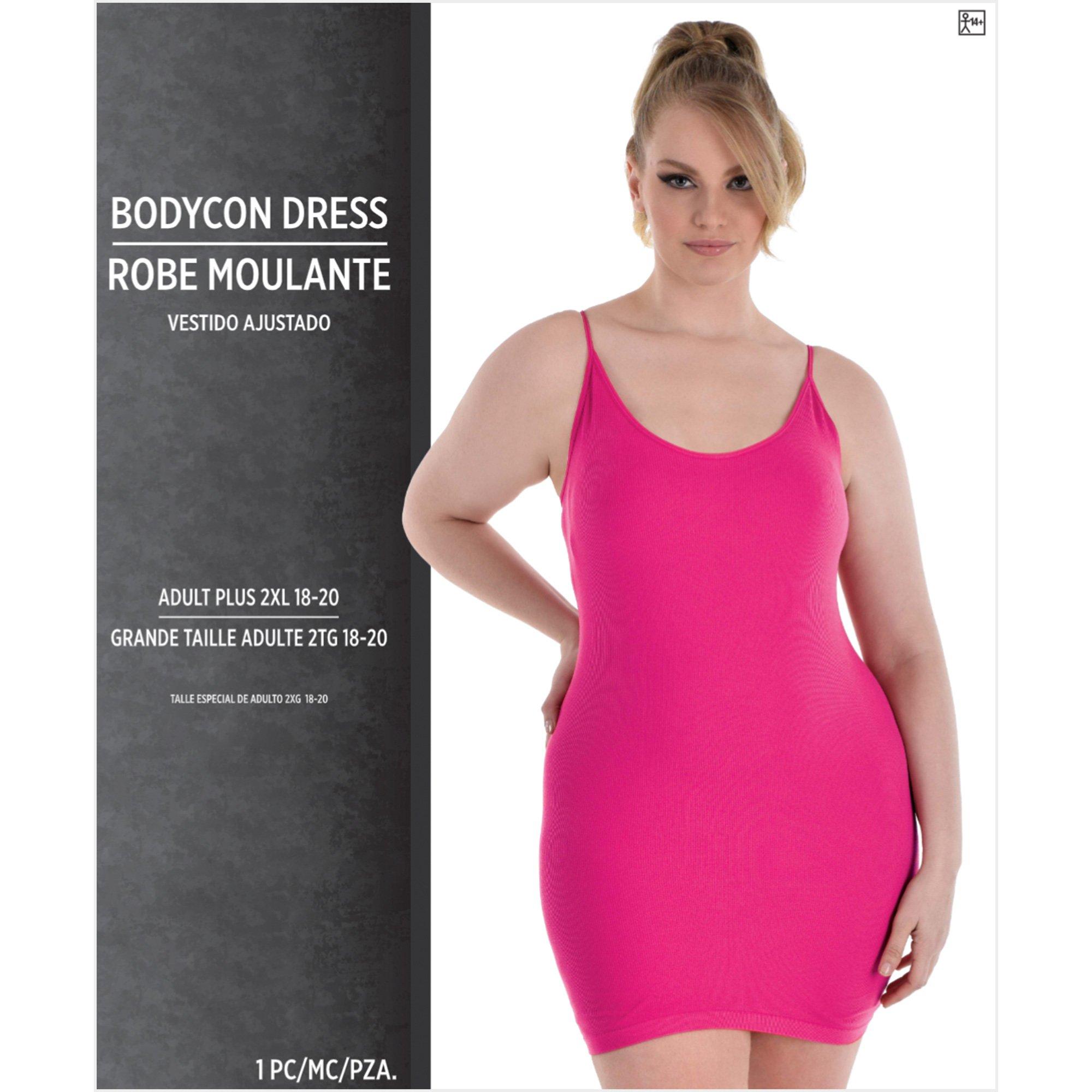 Adult Pink Plus Size Bodycon Mini Dress