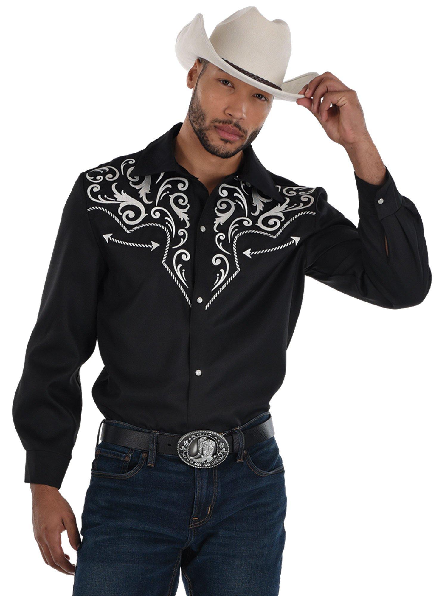 Adult Black Western Cowboy Shirt