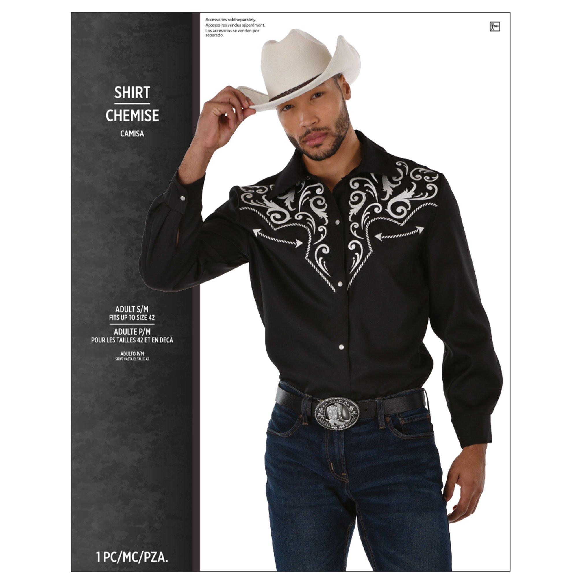 Adult Black Western Cowboy Shirt