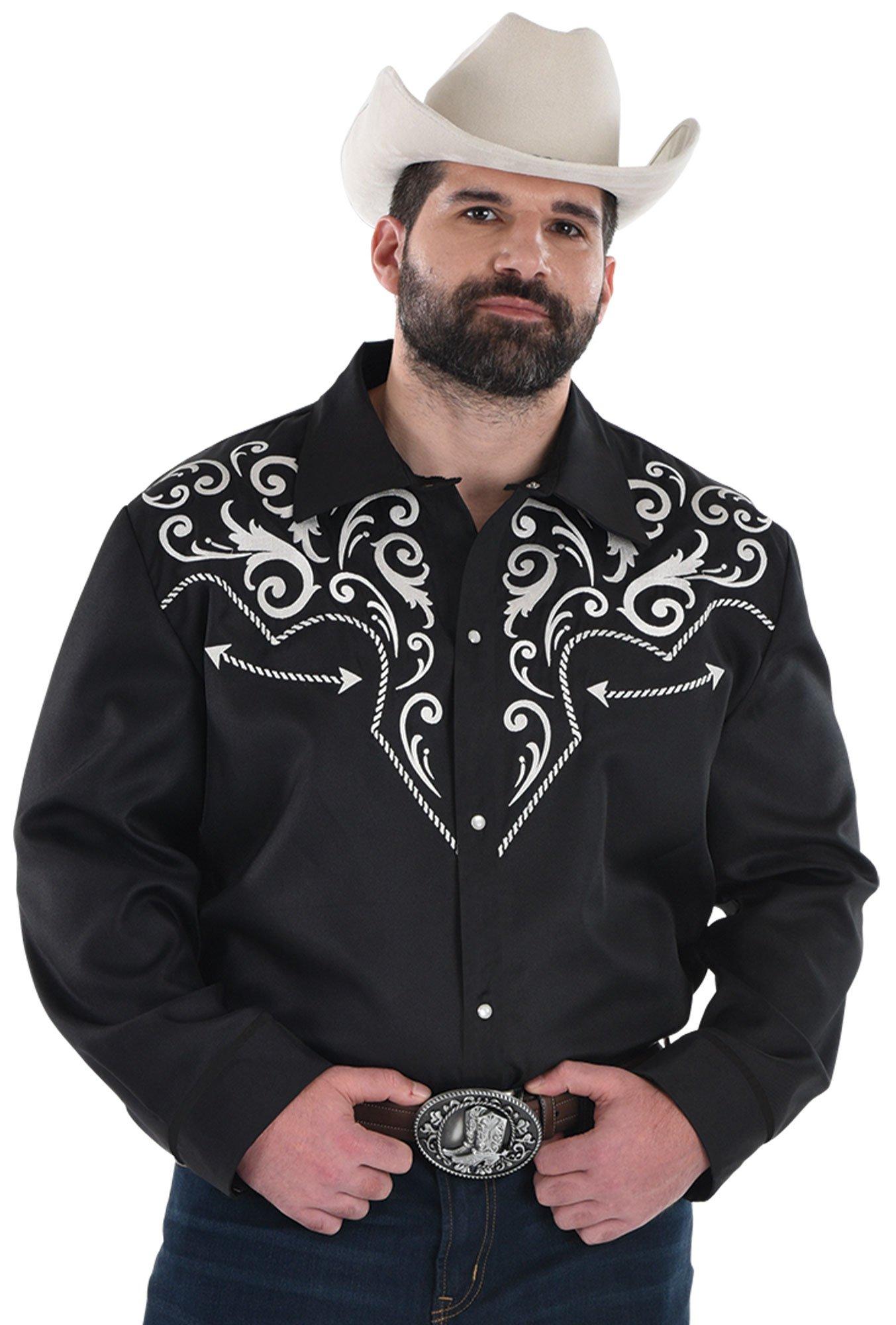 Adult Black Western Plus Size Cowboy Shirt