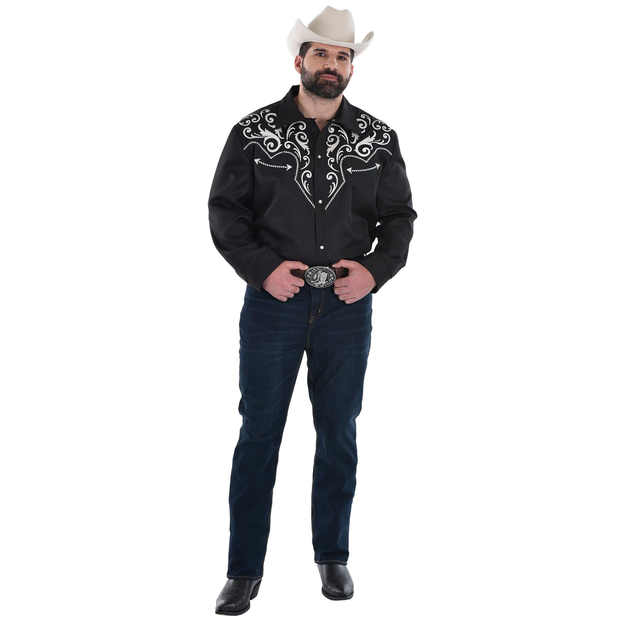 Adult Black Western Plus Size Cowboy Shirt