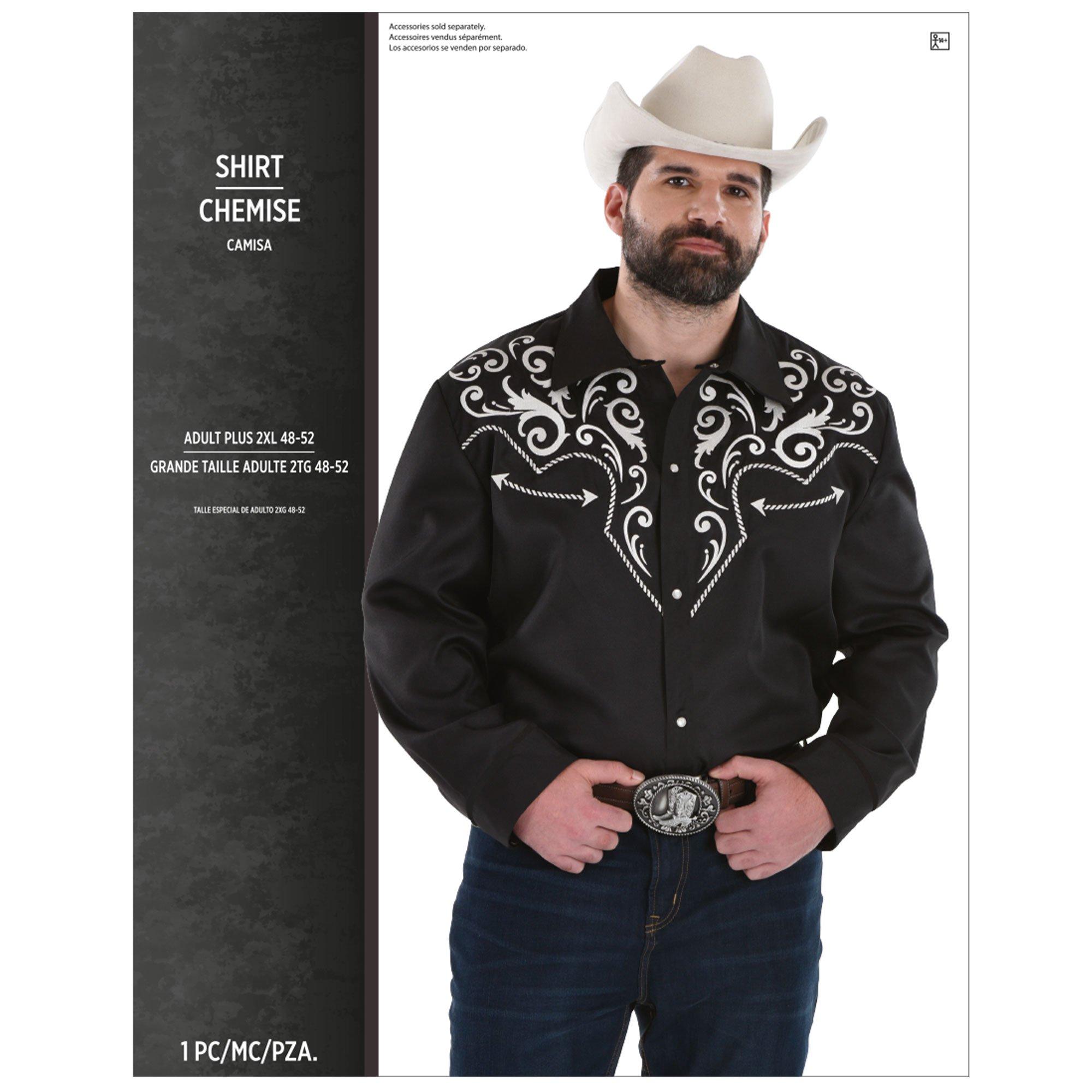 Adult Black Western Plus Size Cowboy Shirt