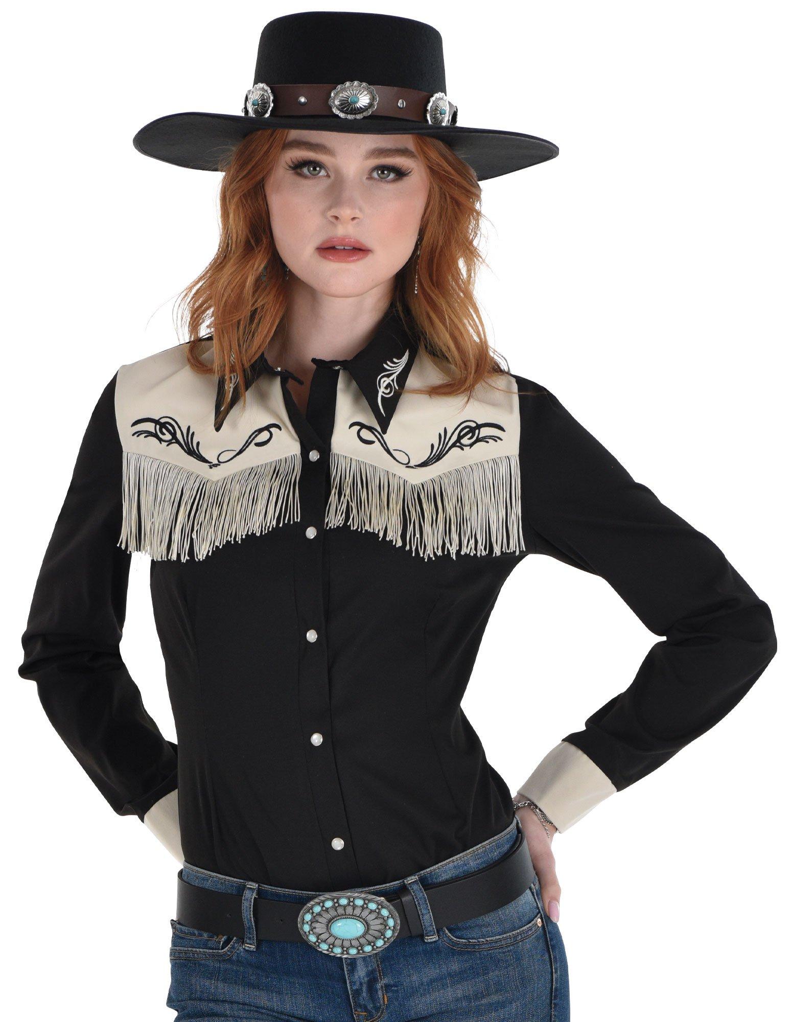 Adult Black Western Fringe Cowgirl Shirt