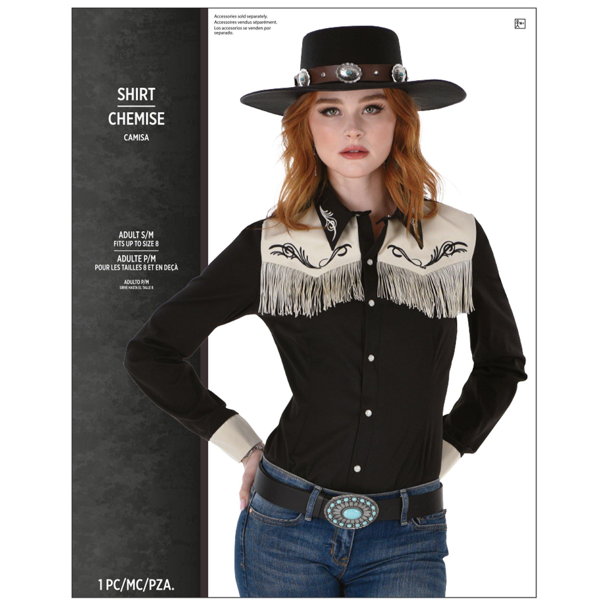 Adult Black Western Fringe Cowgirl Shirt