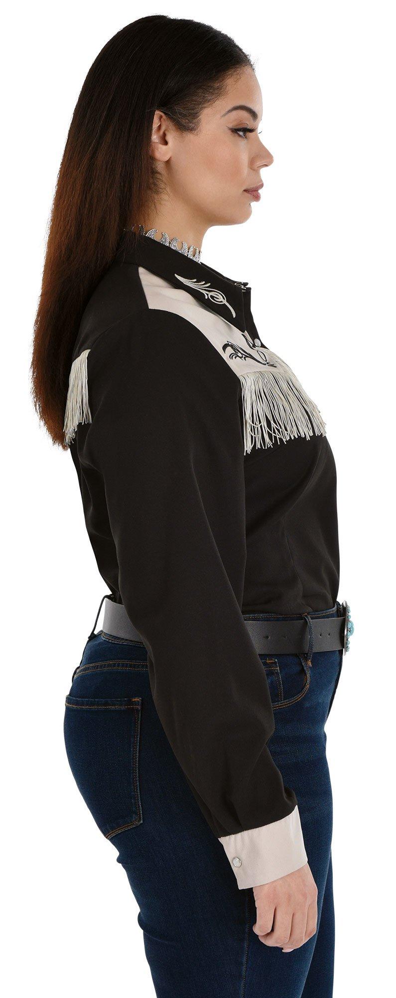 Adult Black Western Fringe Plus Size Cowgirl Shirt