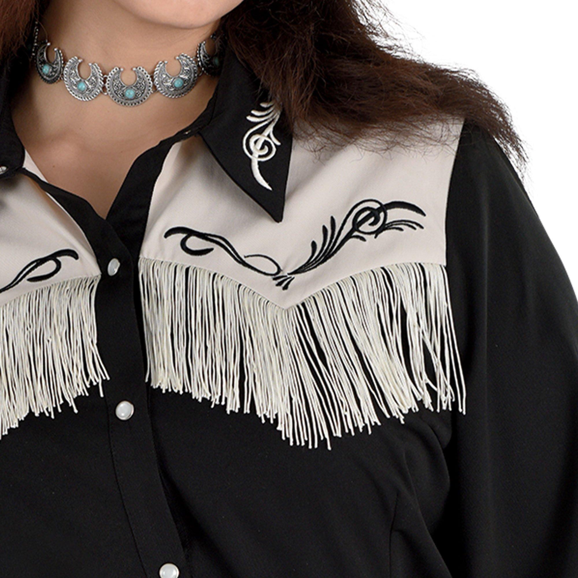 Adult Black Western Fringe Plus Size Cowgirl Shirt