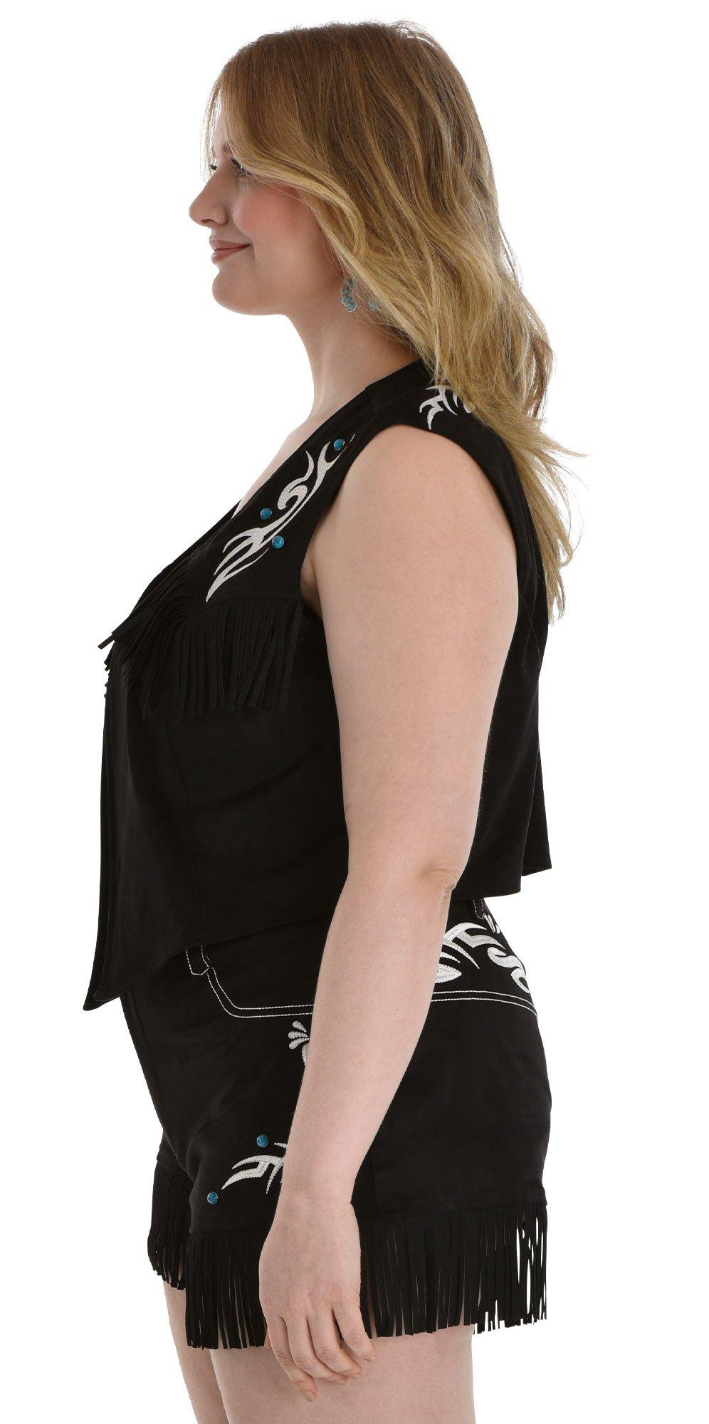 Adult Black Faux Suede Fringe Plus Size Cowgirl Vest