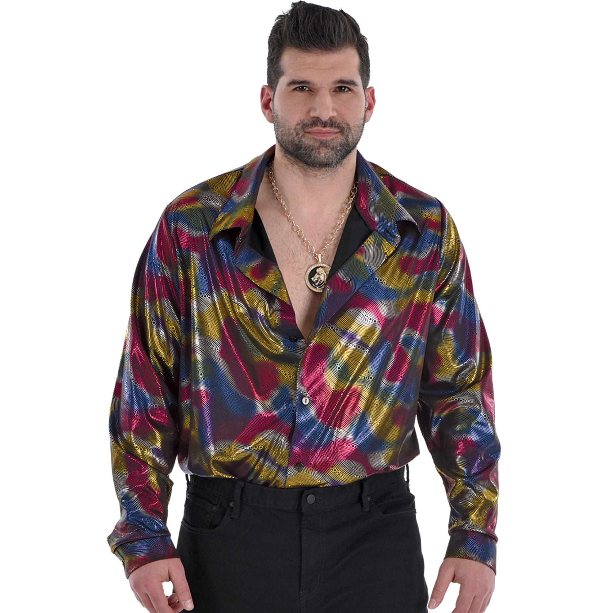 Adult Disco Plus Size Button-Up Shirt