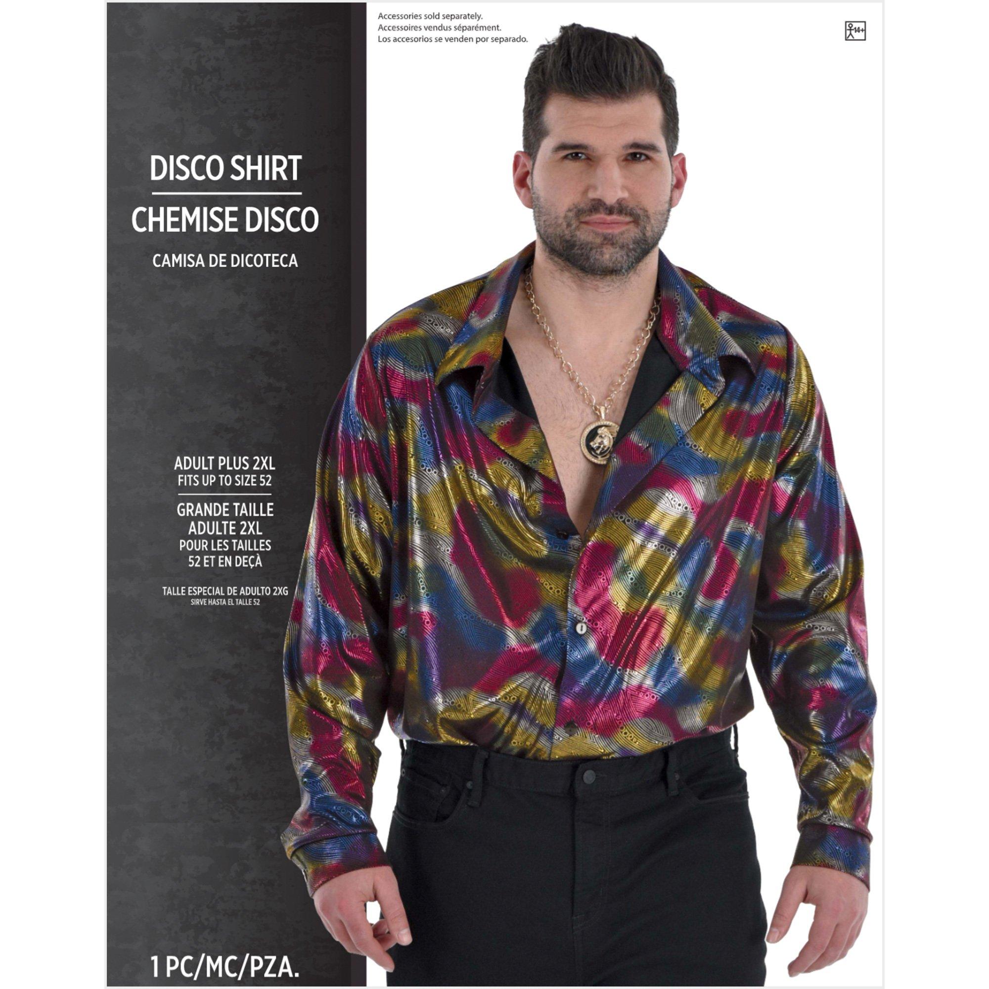 Adult Disco Plus Size Button-Up Shirt