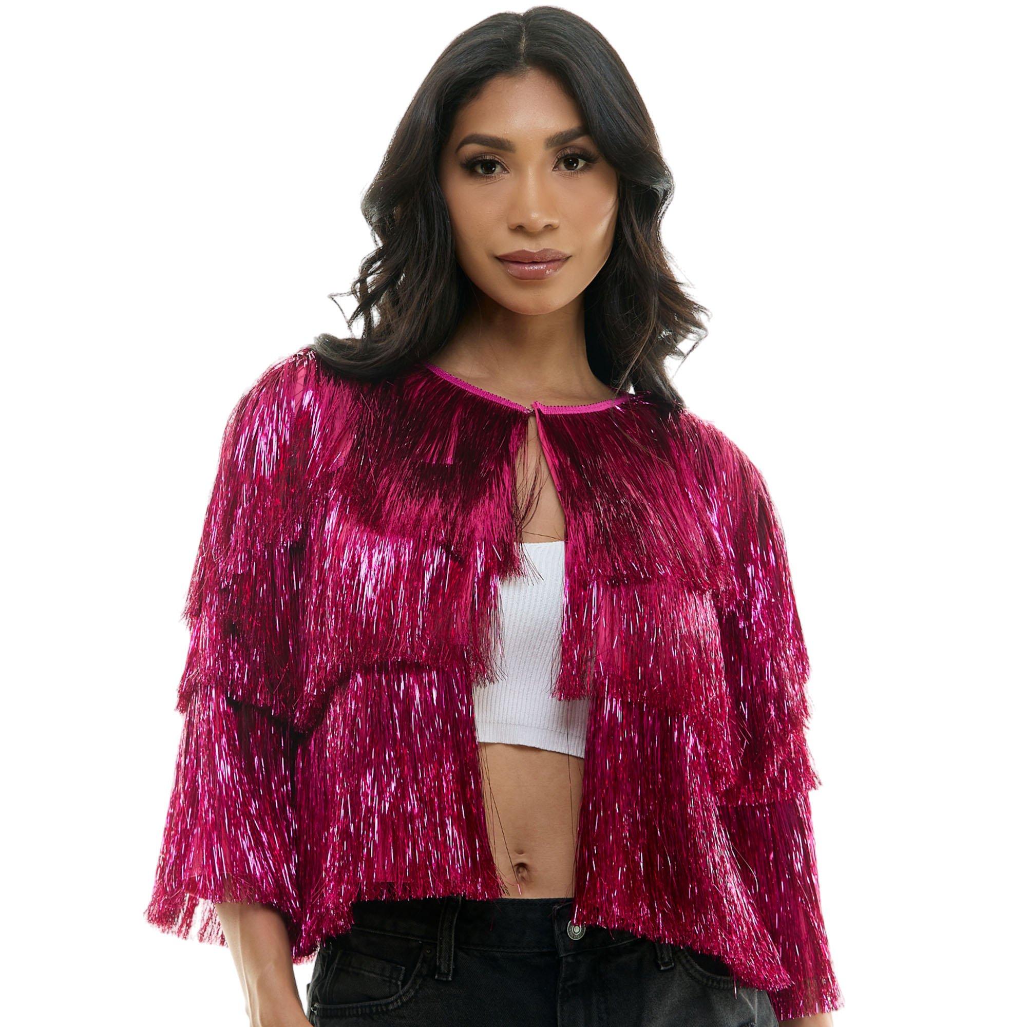 Pink Tinsel Fringe Jacket | Party City