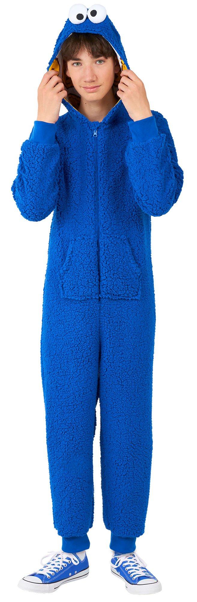 Kids' Plush Cookie Monster One Piece Zipster Costume - Sesame Street