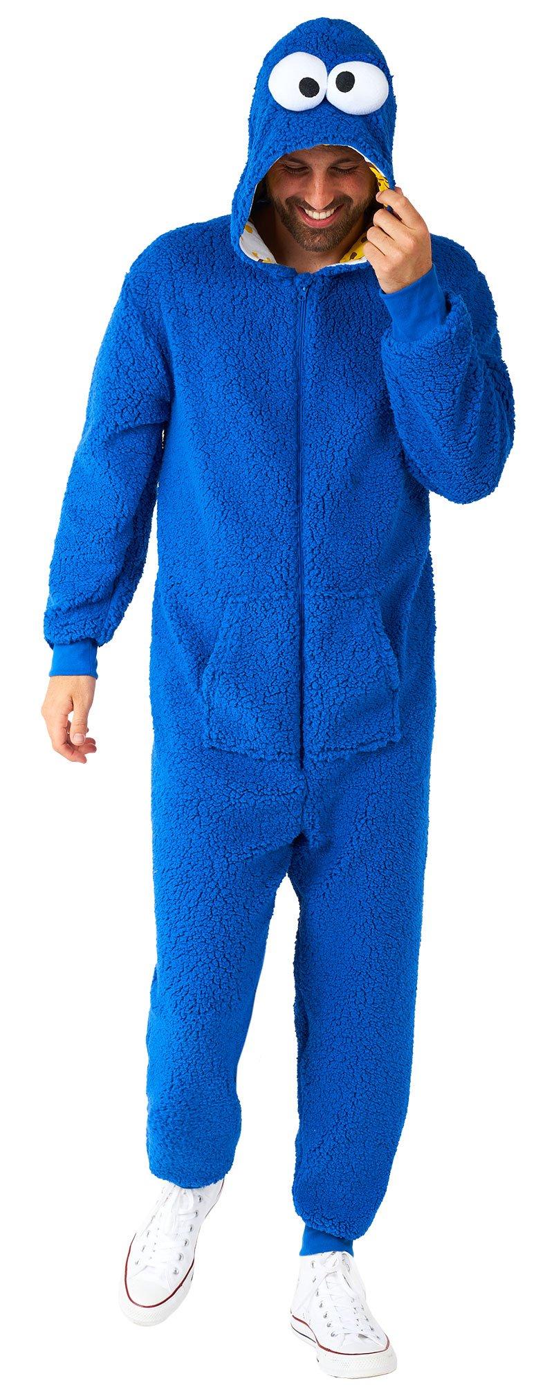 Adult Plush Cookie Monster One Piece Zipster Costume - Sesame Street