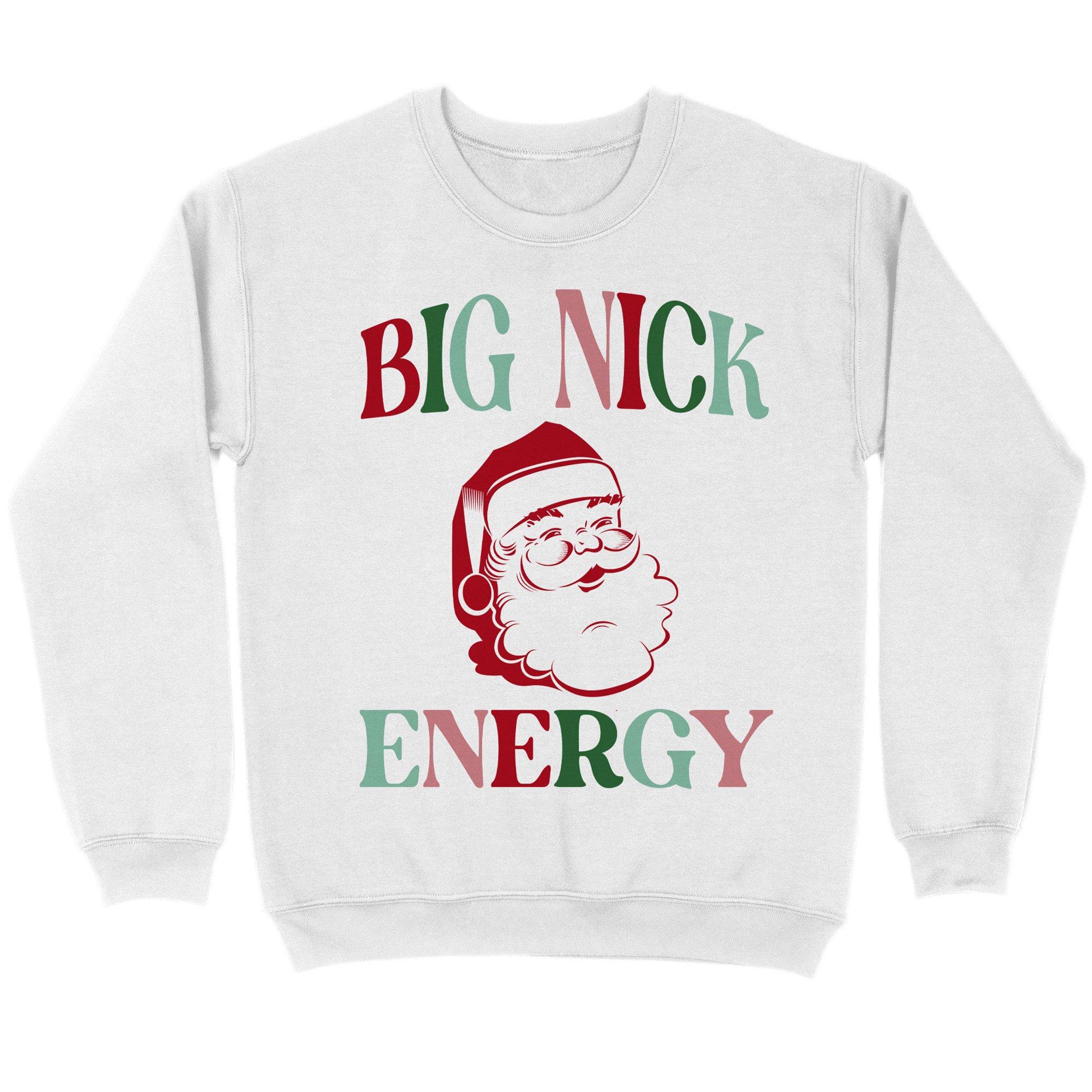 Adult White Big Nick Energy Crewneck Sweatshirt