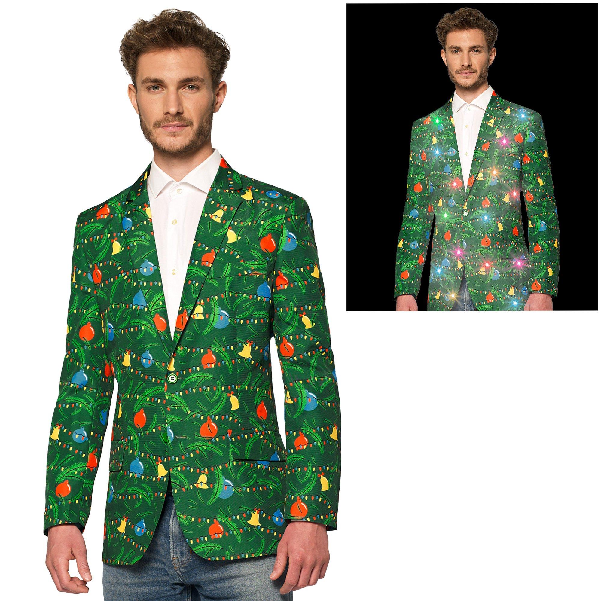 Adult Light-Up Christmas Green Tree Blazer