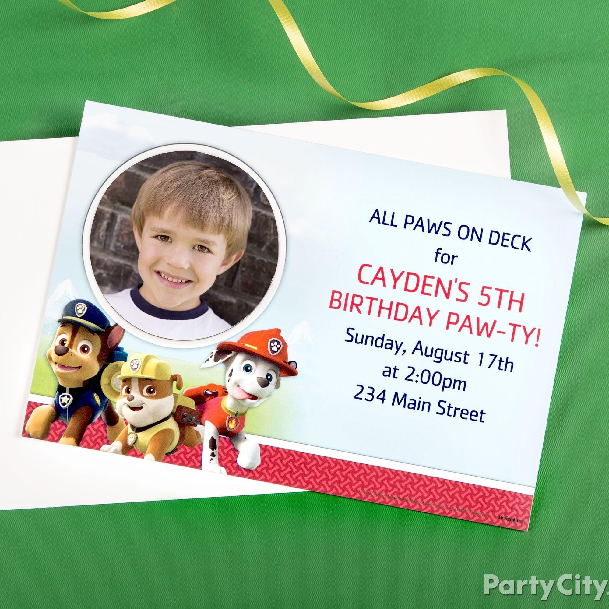 PAW Patrol custom photo invitations