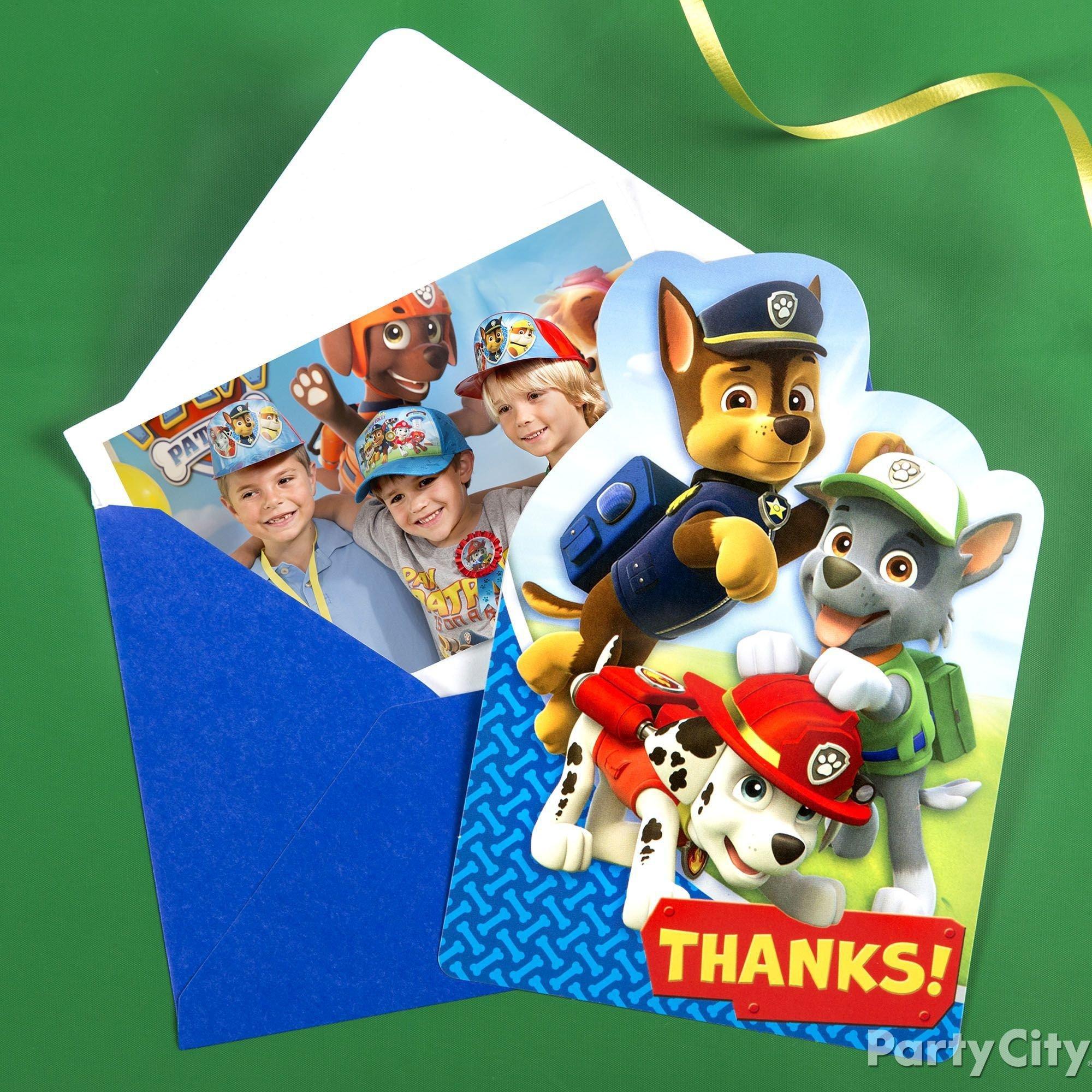 PAW Patrol thank you note