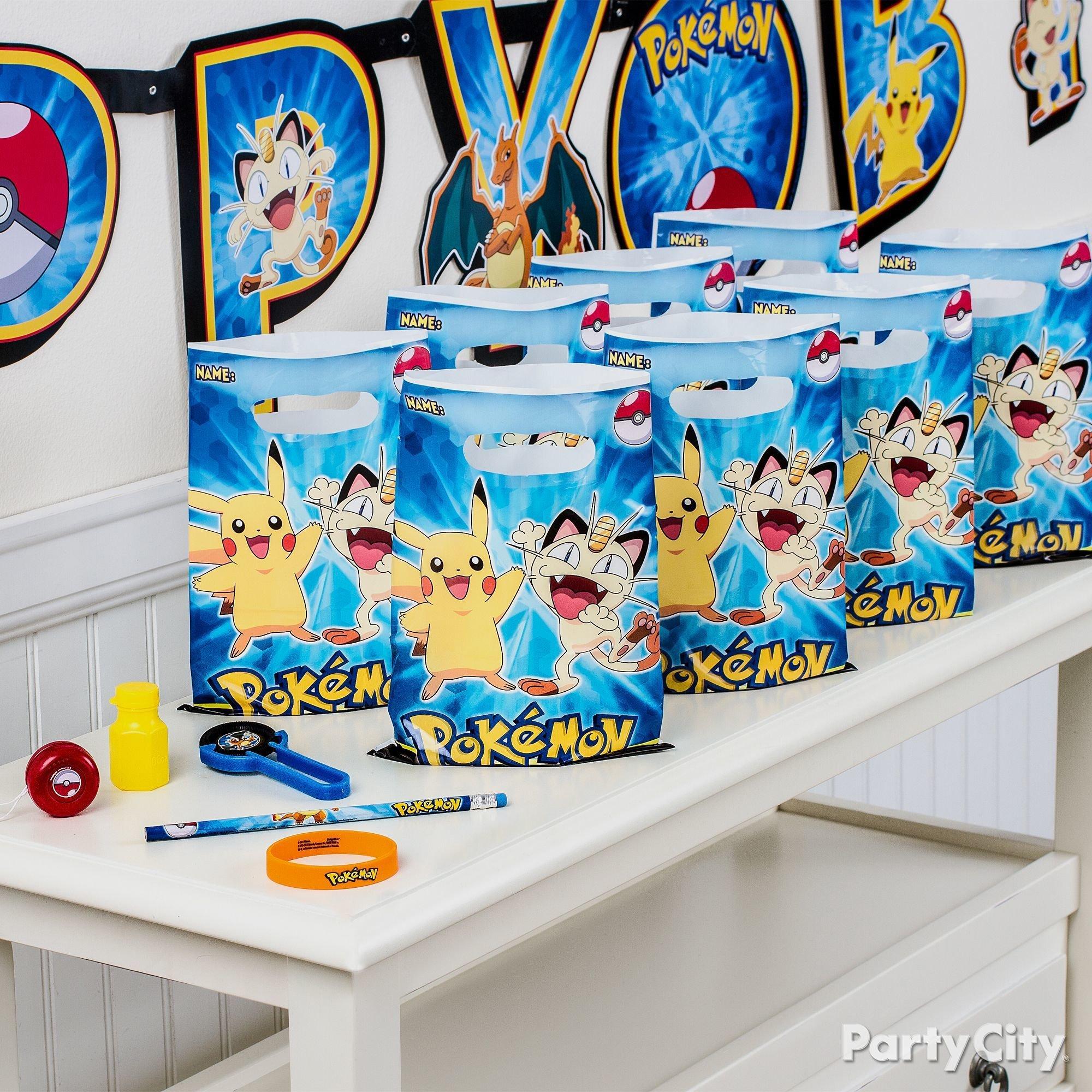  Mega Classic Pokemon Birthday Party Supplies Pack for 16 with  Pokemon Plates, Cups, Napkins, Table Cover, Birthday Candles, Add An Age  Banner, Swirls, Balloons, Blue Garland and Pin : Toys 