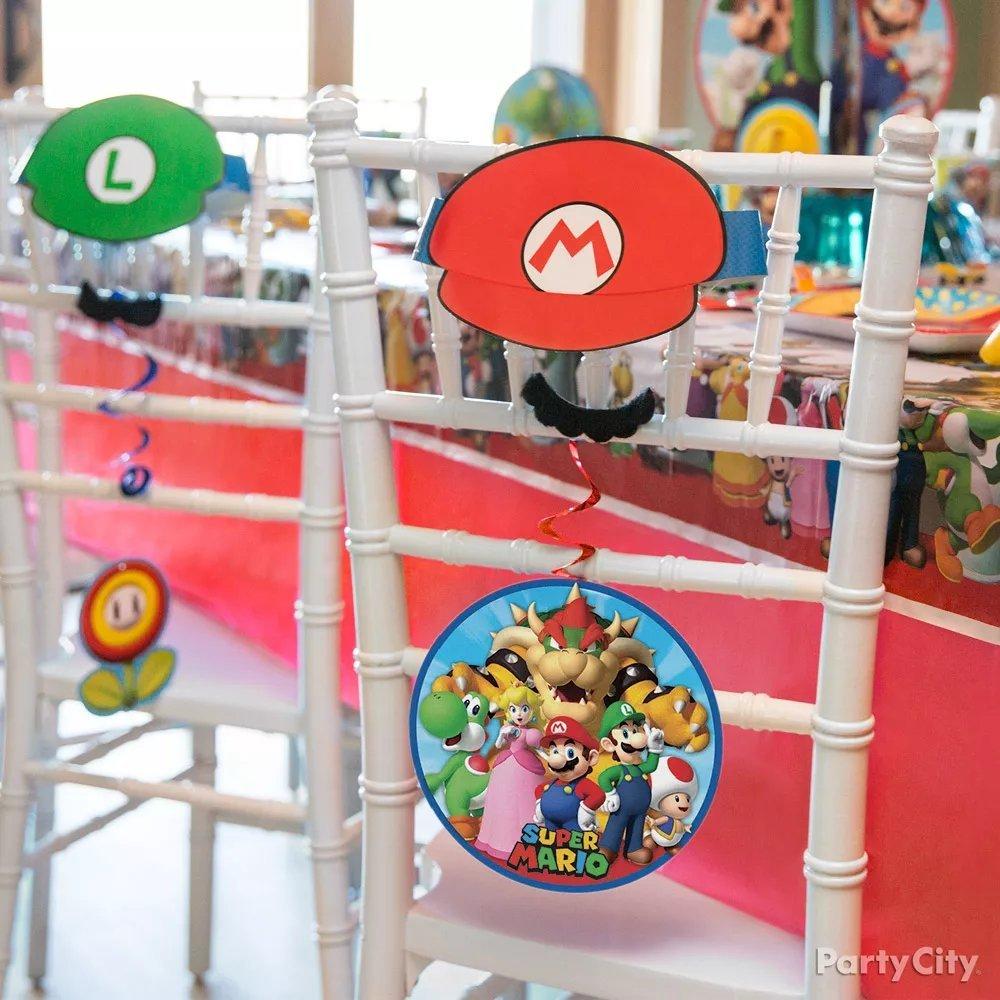 Super Mario chair decoration and party favor