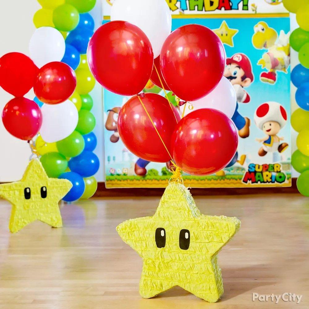 Super Mario Star pinata + balloons