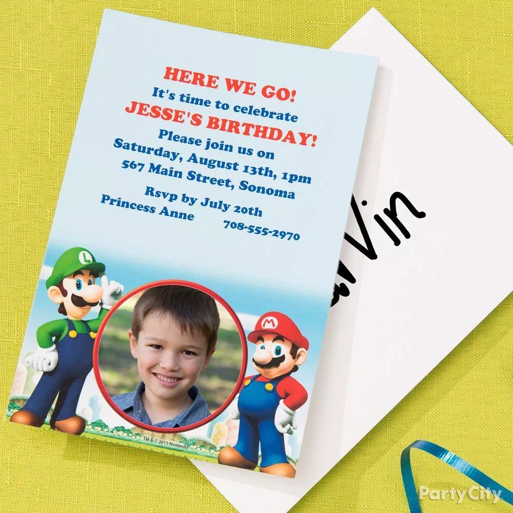 Super Mario Custom invitations
