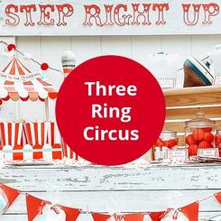 Three Ring Circus Theme - Assorted White and Red Retro Style Circus Decor and Party Supplies