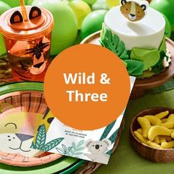 Wild & Three Theme - Jungle Themed Party Supplies Including Lion Shaped Plates, Tiger Reusable Cup,