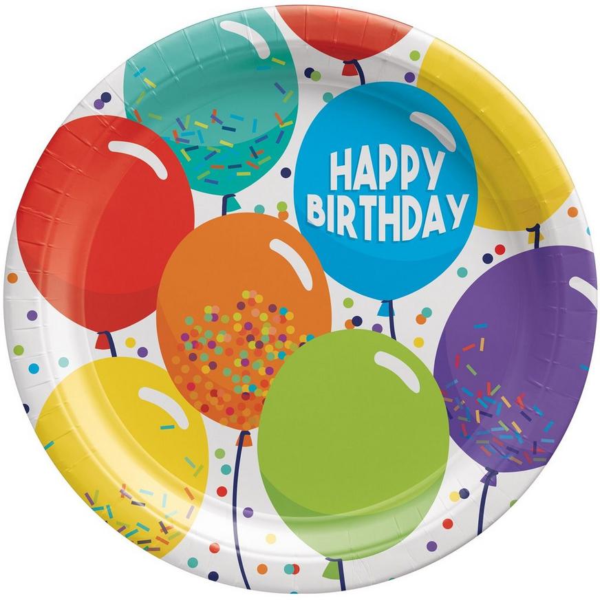 Balloon Birthday Celebration Lunch Plates, 9in, 60ct