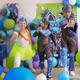 Blue Beetle Plastic Scene Setter with Props, 4.91ft x 5.41ft